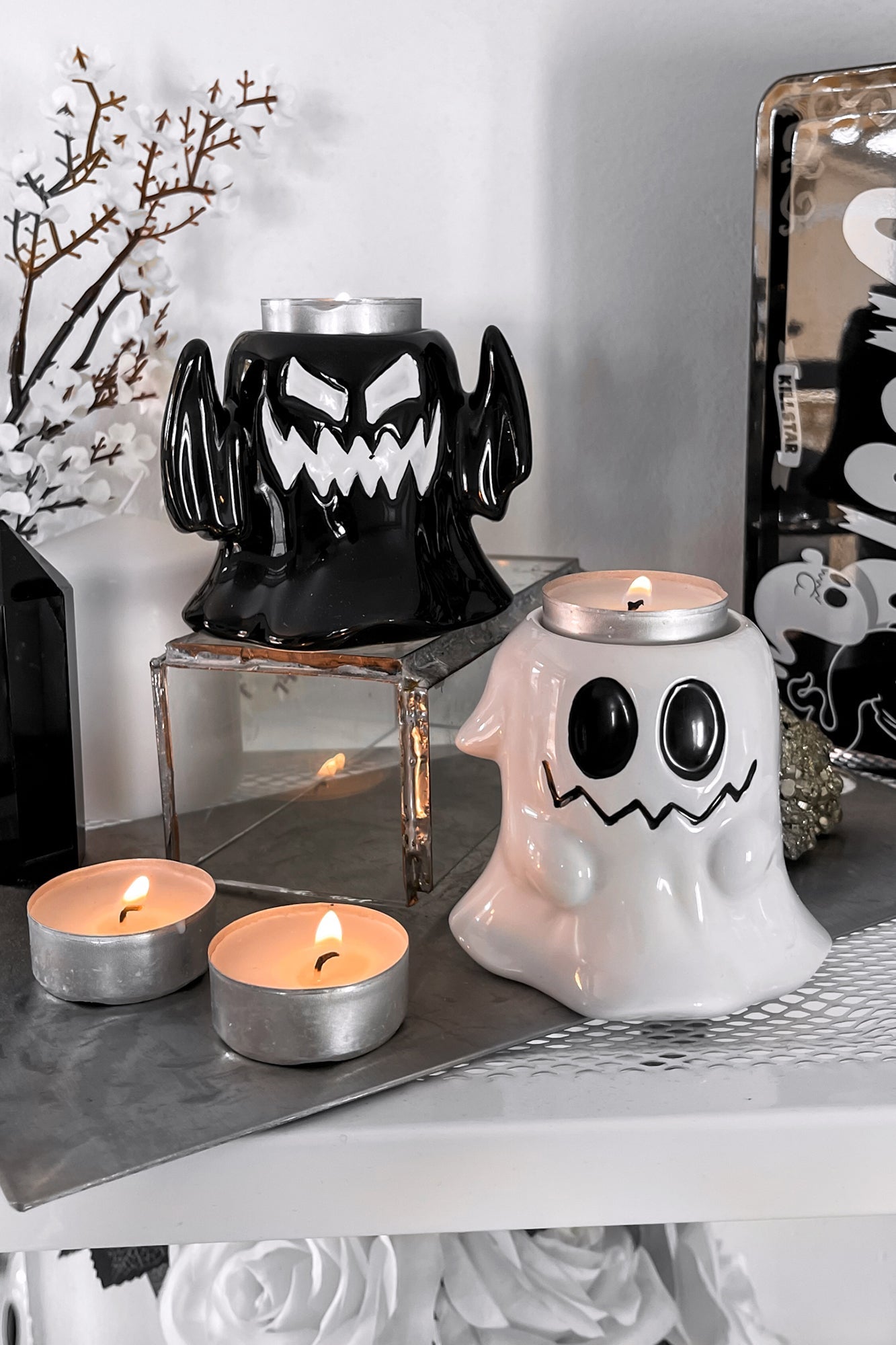 KILLSTAR Boo Eek Ceramic Tealight Holder Set of 2