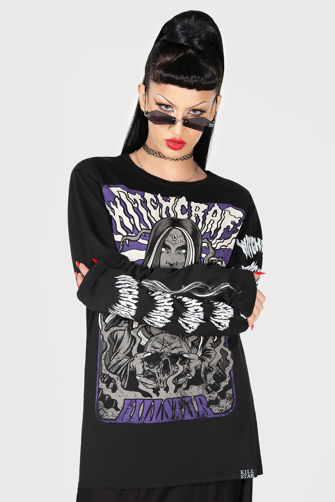Killstar Witchcraft Sins Graphic Cotton Long Sleeve Top