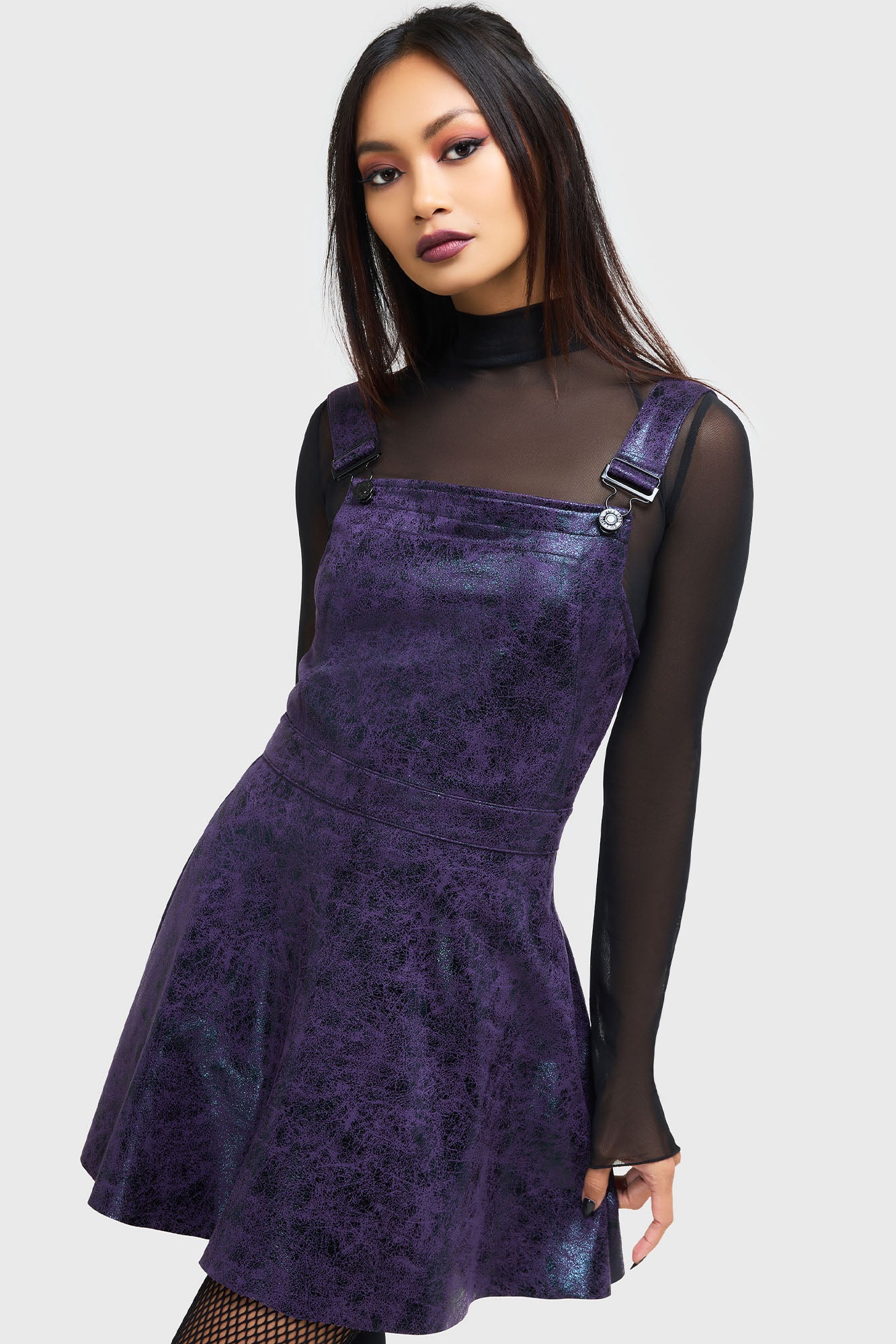 Killstar Paryce Alive Mini Pinafore Dress with Dungaree Clips