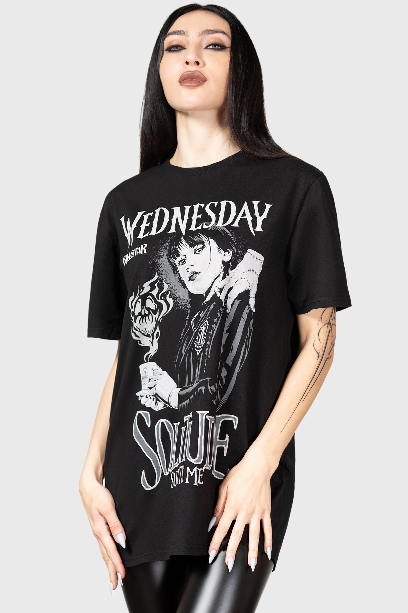 Wednesday & Solitude Suits Me T-Shirt - Killstar Licensed Graphic Tee