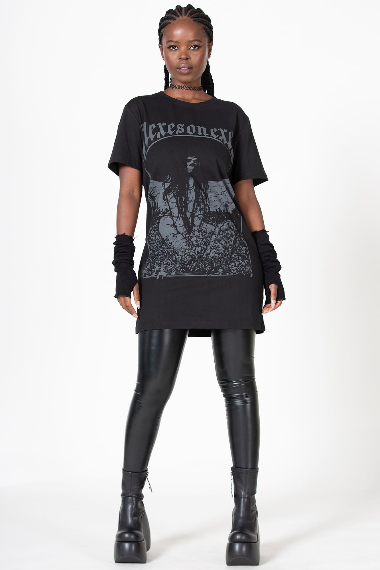 Killstar Hexes On Exes Cotton Graphic T-Shirt Dress