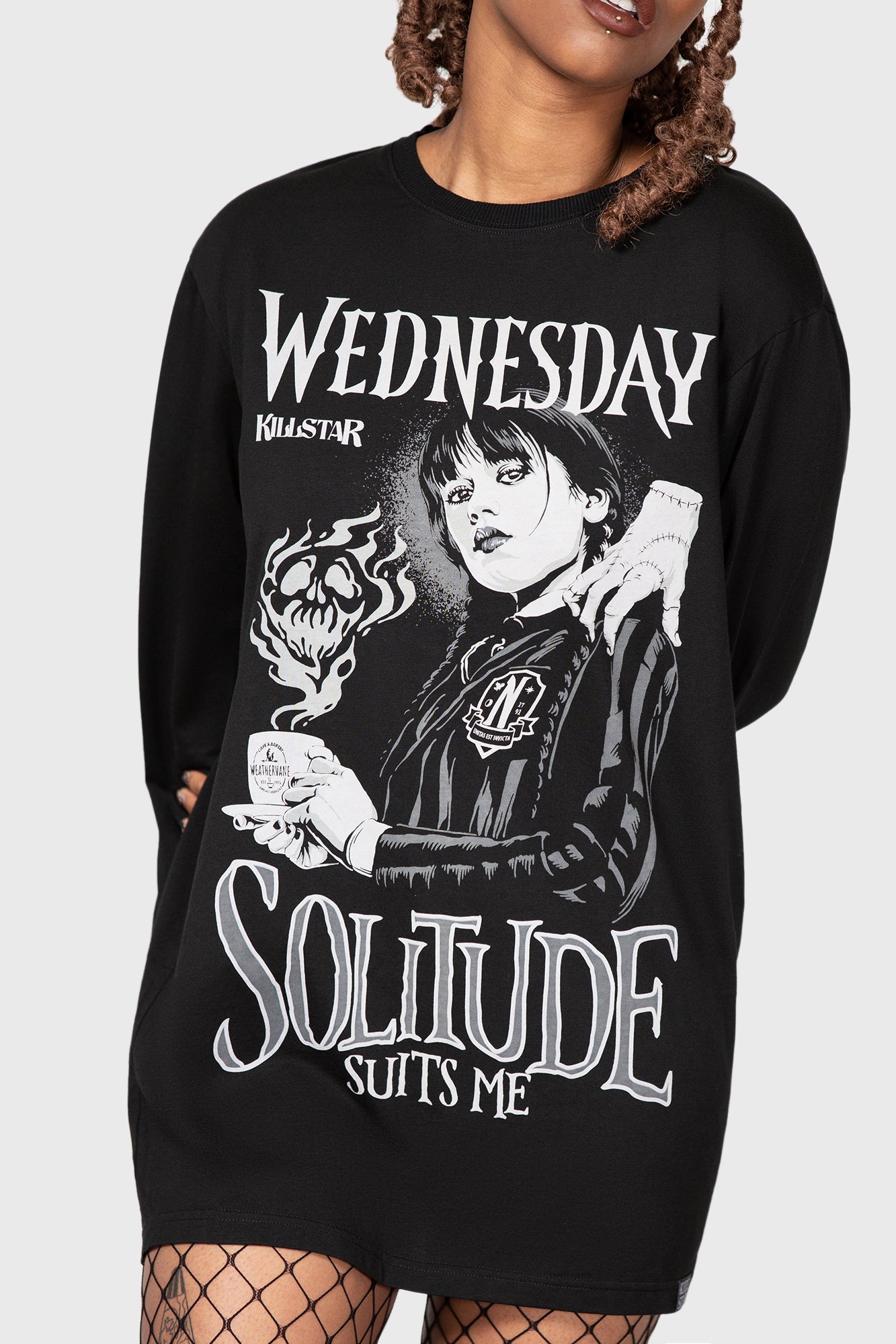 Killstar Wednesday I Don't Do Tears Long Sleeve Cotton Top