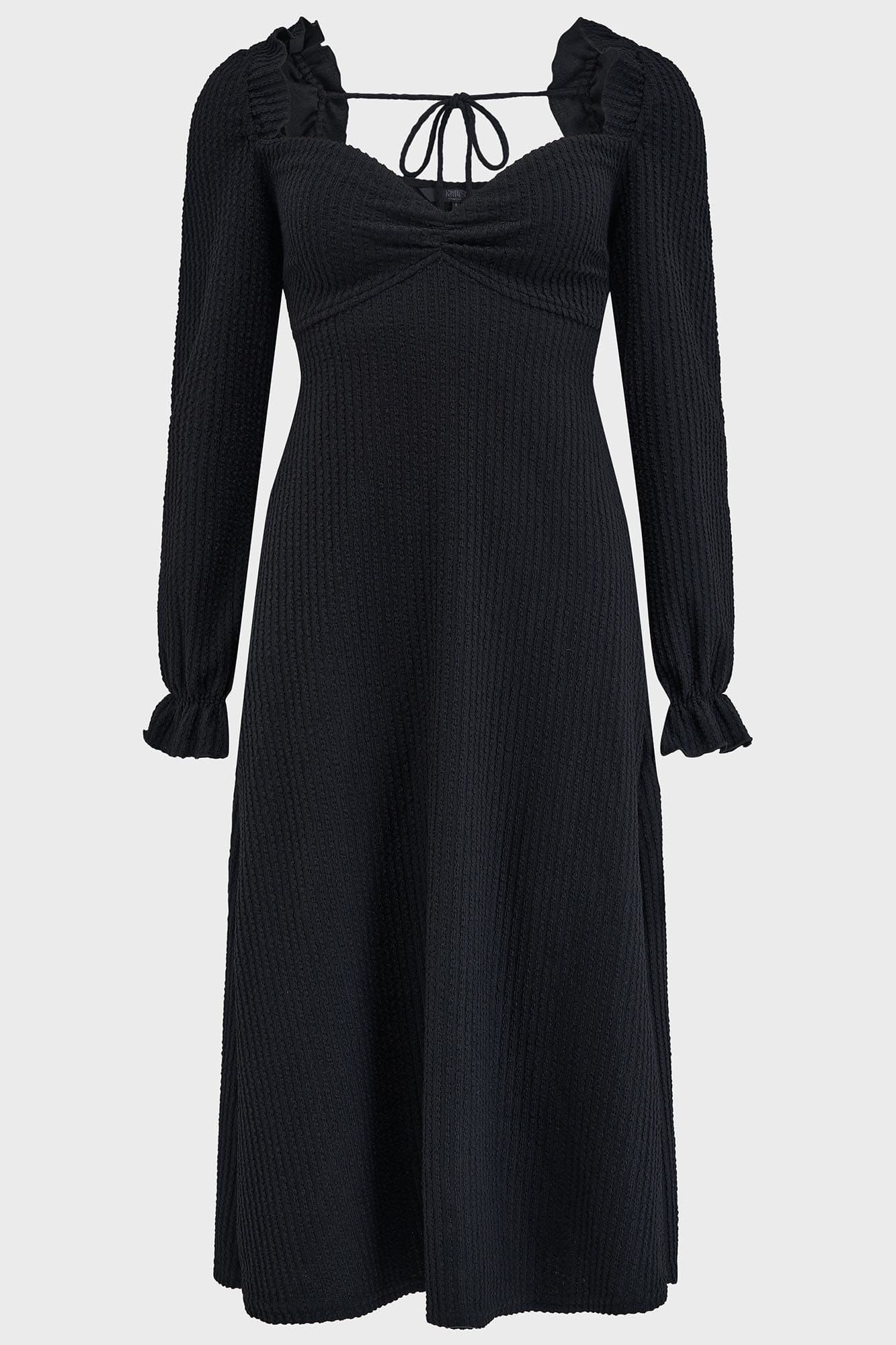 Kihlist Shadow Weave Maxi Dress with Ruffle Detail & Back Tie