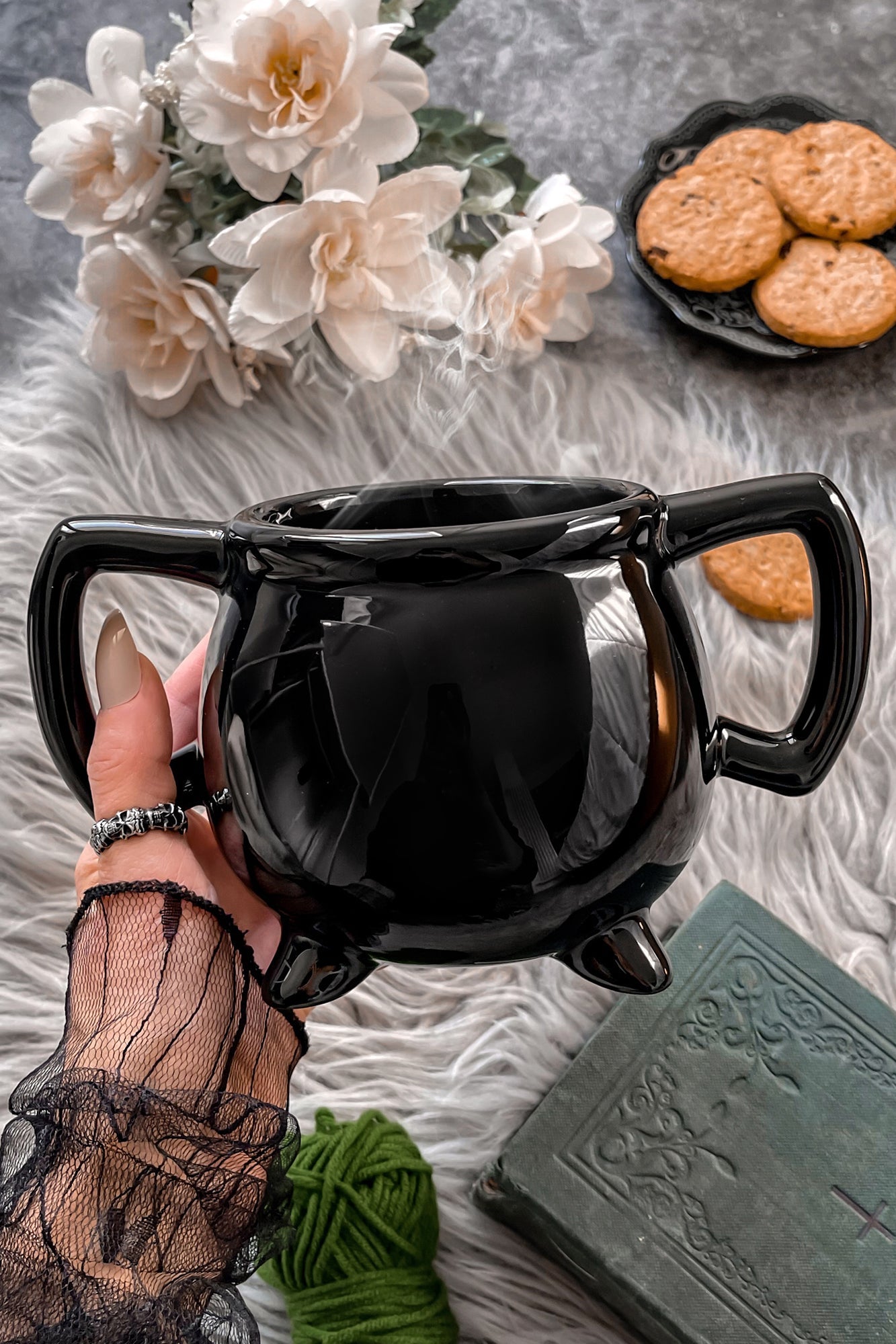Killstar Black Cauldron Mug - 600ml Double Handle Ceramic