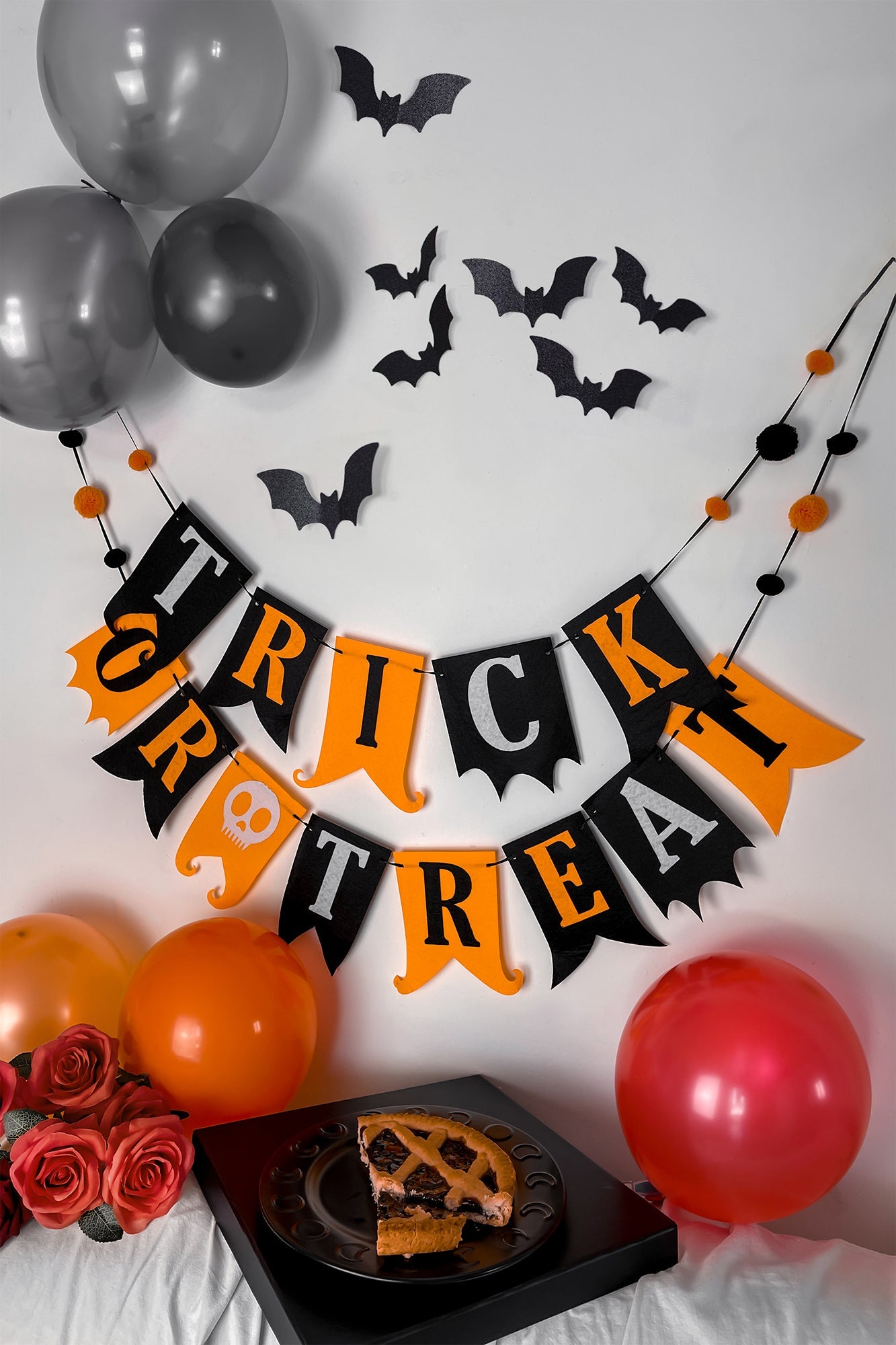 Killstar Trick or Treat Halloween Banner with Pom-Pom Details
