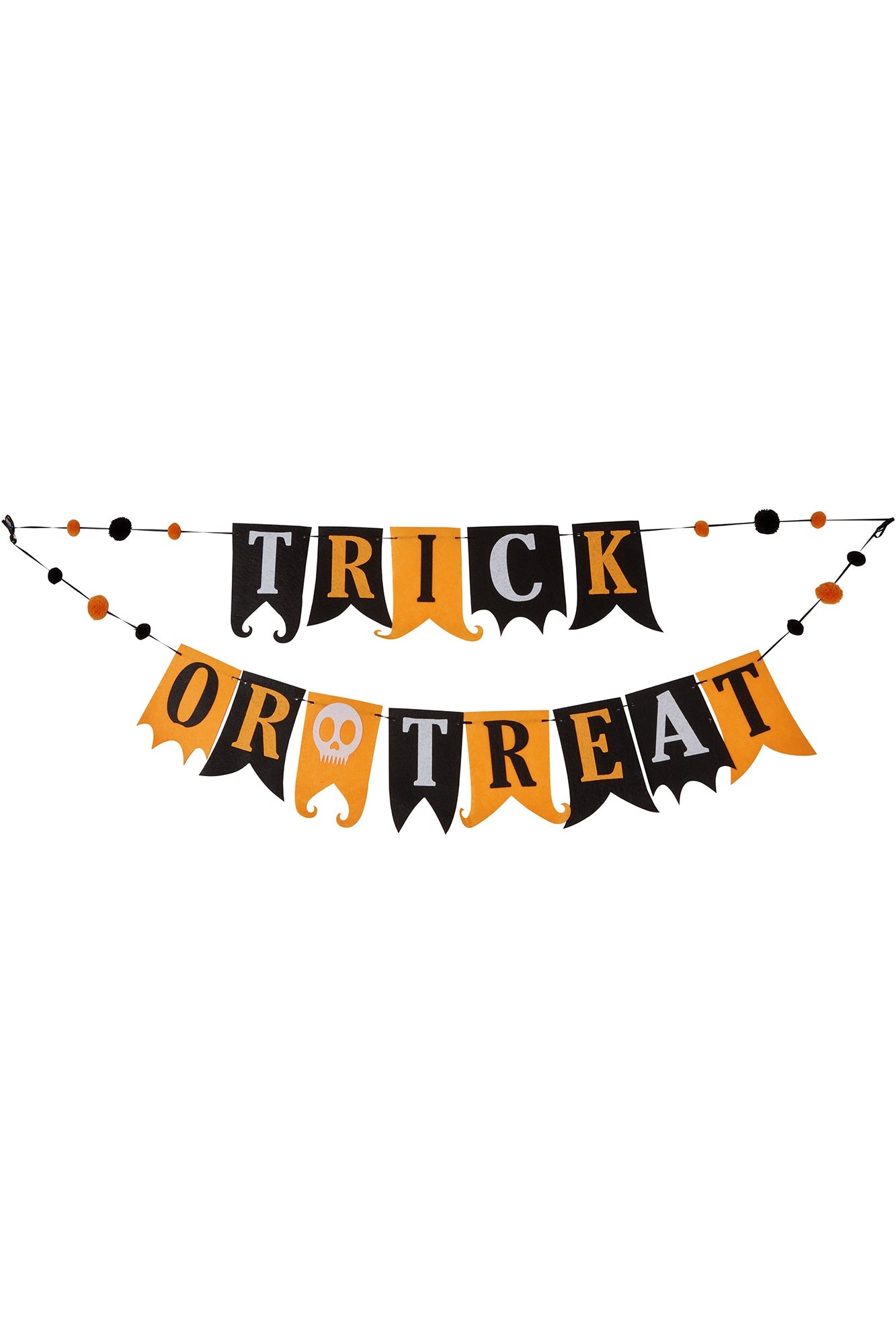 Killstar Trick or Treat Halloween Banner with Pom-Pom Details