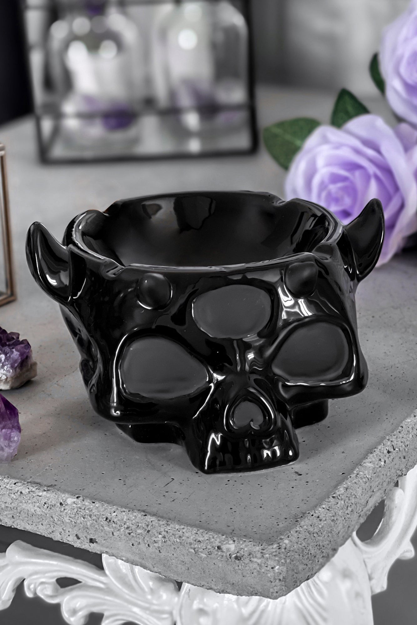Killstar Ashmedai Black Gloss Ceramic Ashtray - Porcelain