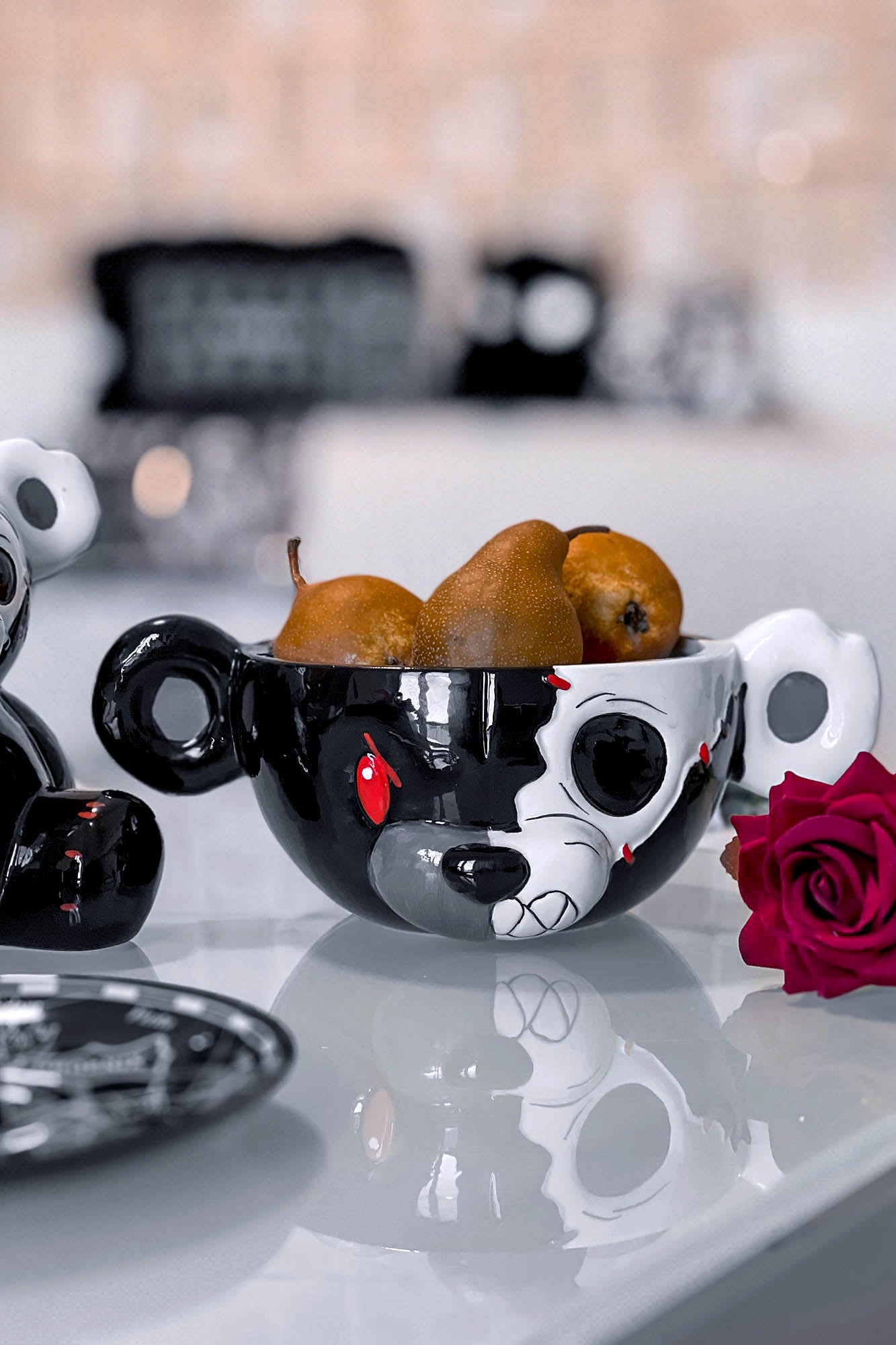 Killstar Teddy Skeleton Ceramic Bowl - Hand Painted, 20oz