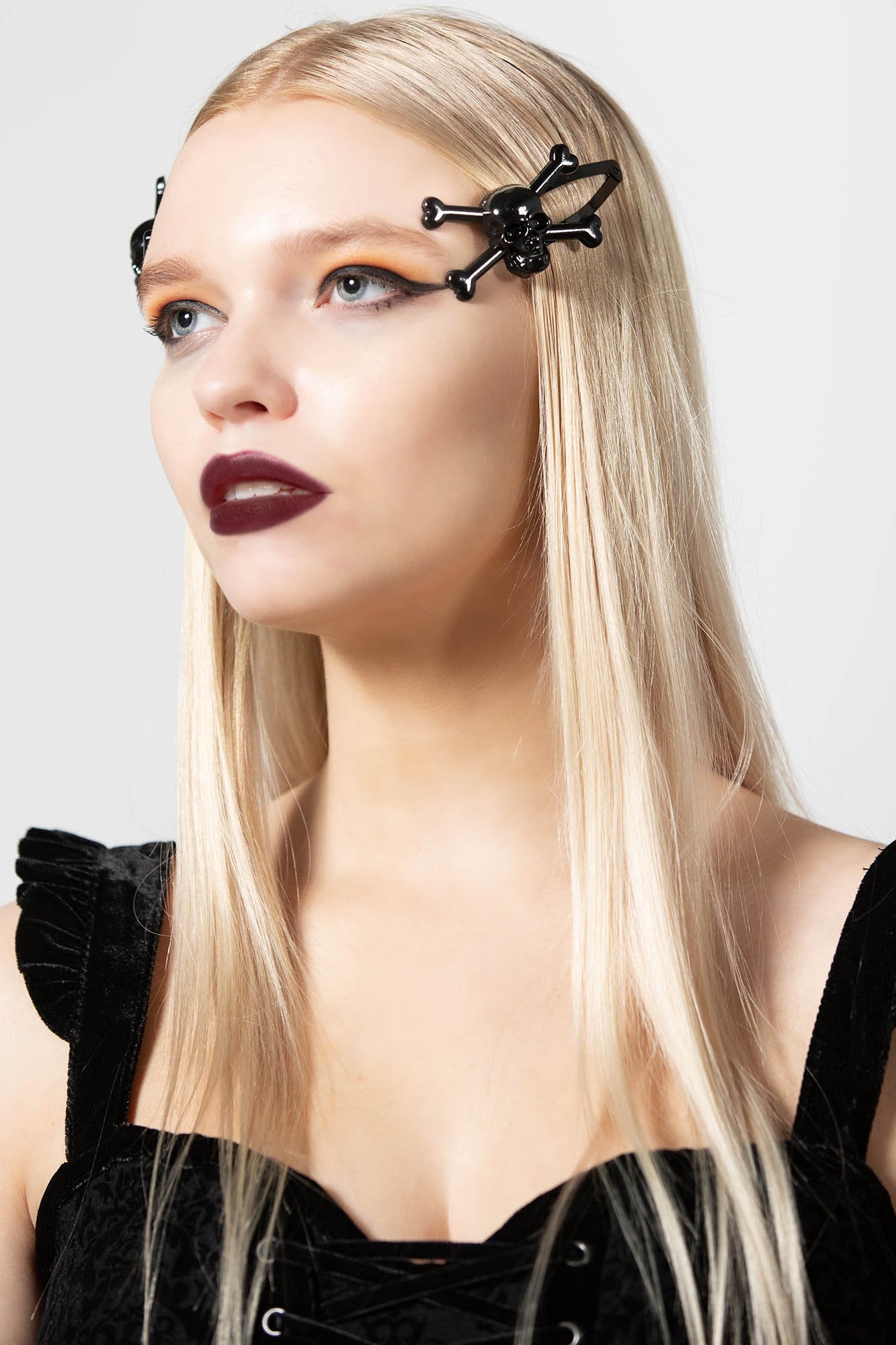 KILLSTAR Dead Pretty Skull & Bones Hair Clip - Gothic Metal Alloy
