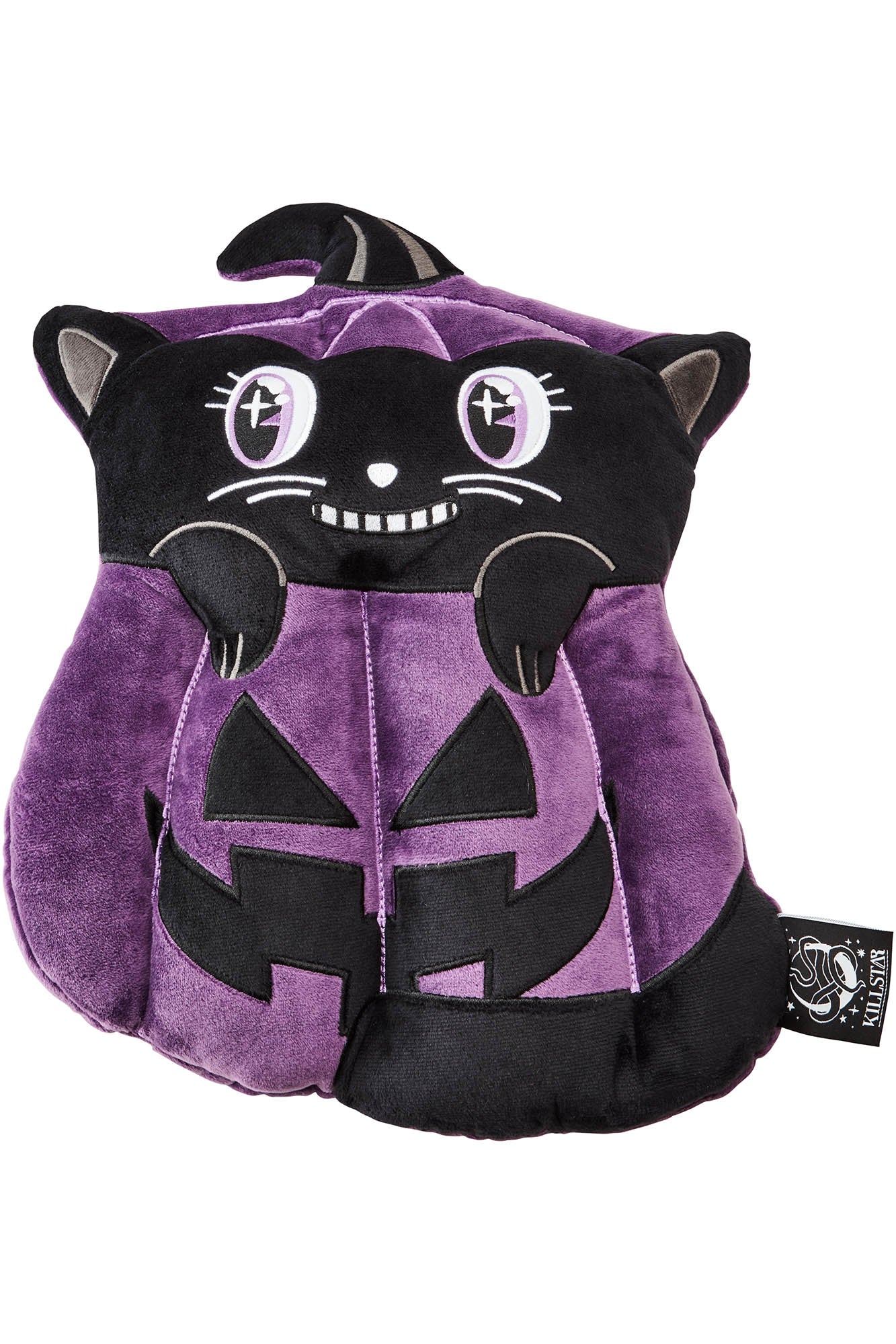 Killstar Meowloween Cat & Pumpkin Gothic Cushion - 38cm