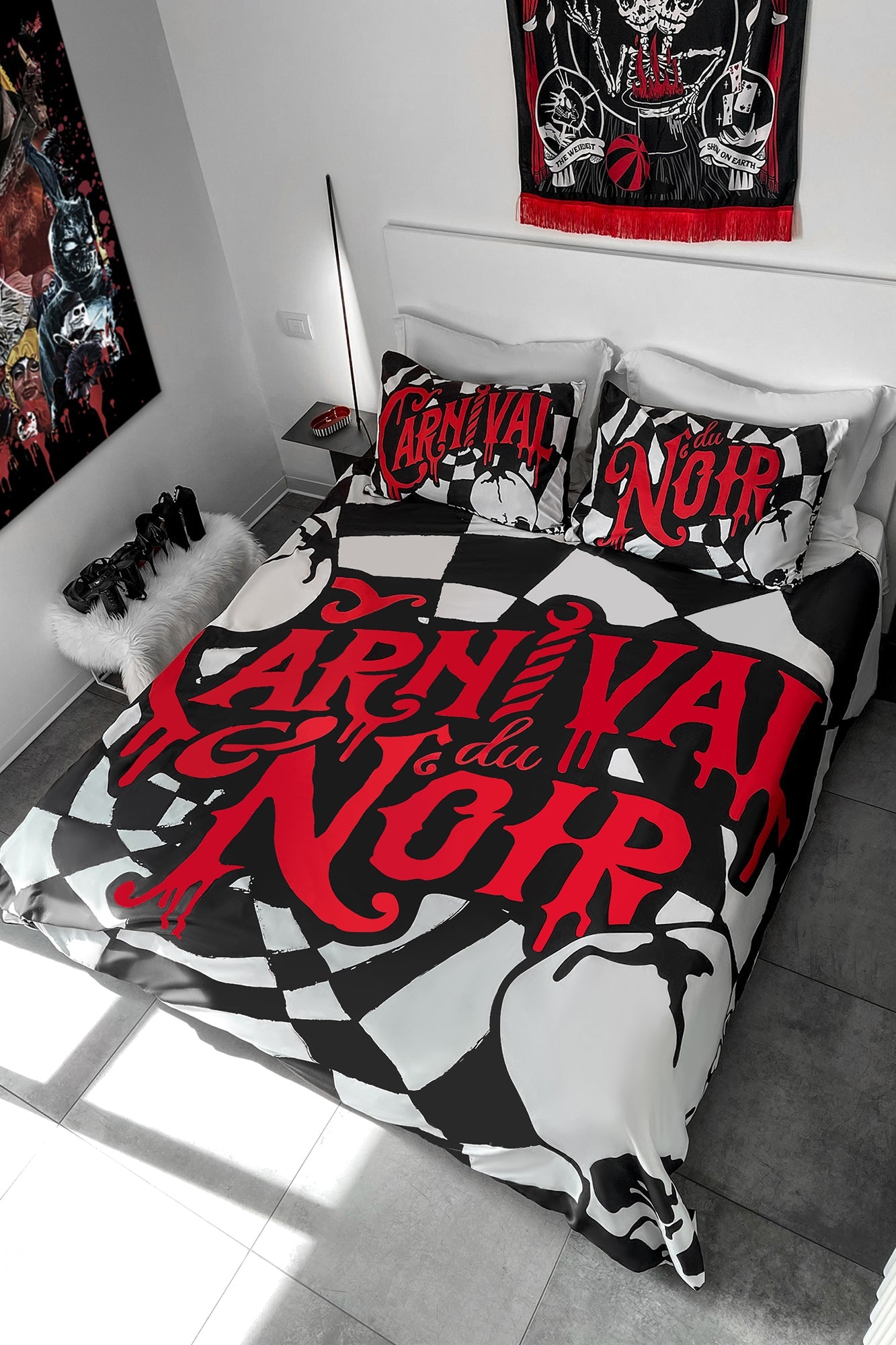 Killstar Carnival Red & Black Reversible Bedding Set