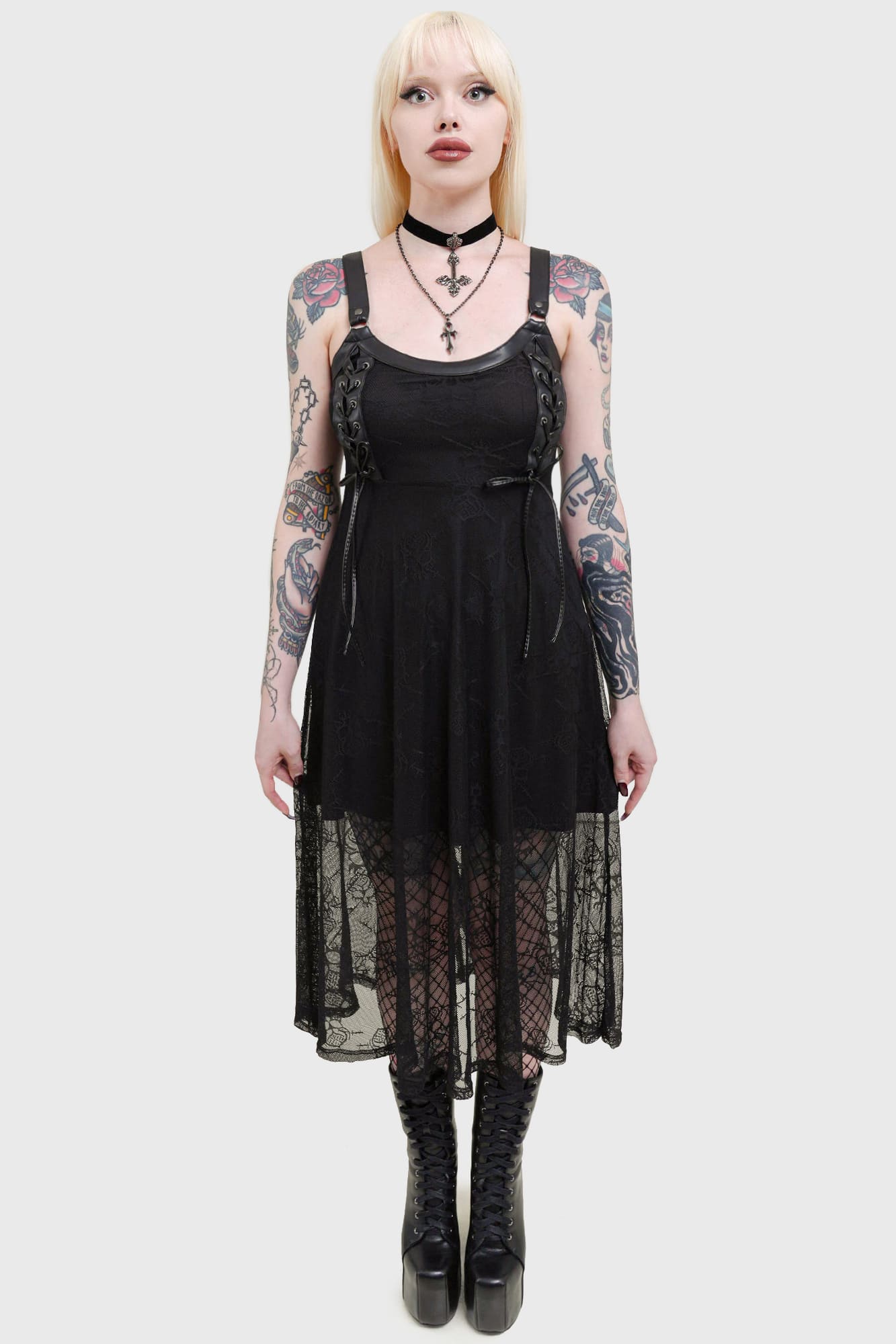 Killstar Anne Arkist Skull Lace Midi Dress