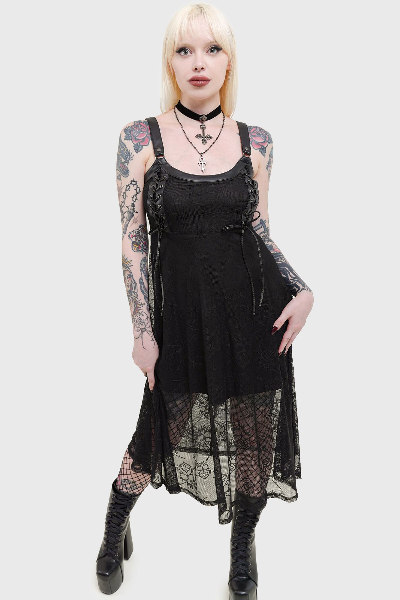 Killstar Anne Arkist Skull Lace Midi Dress