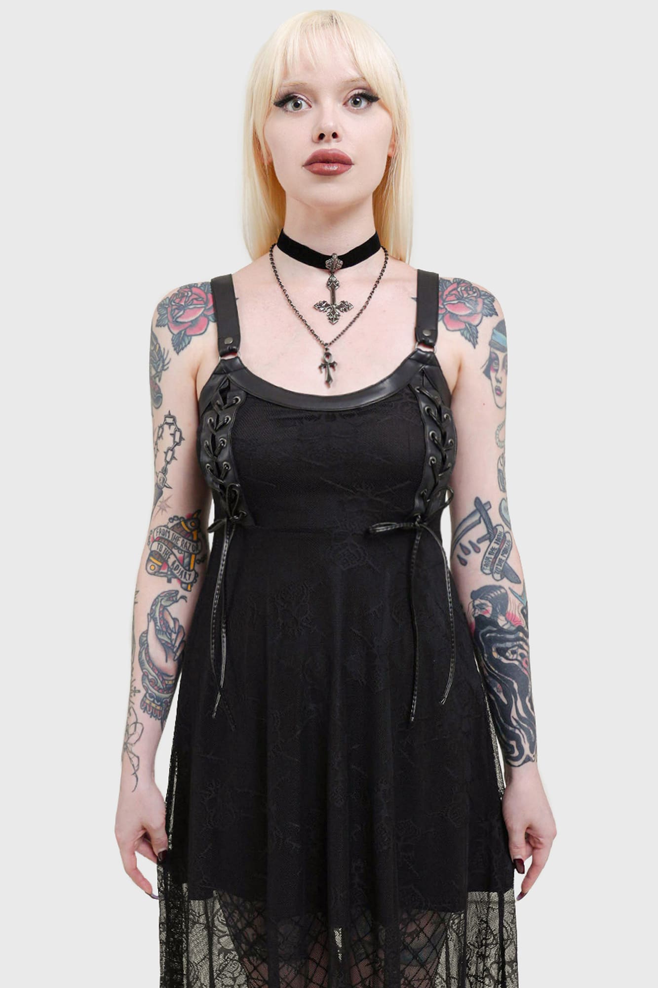 Killstar Anne Arkist Skull Lace Midi Dress