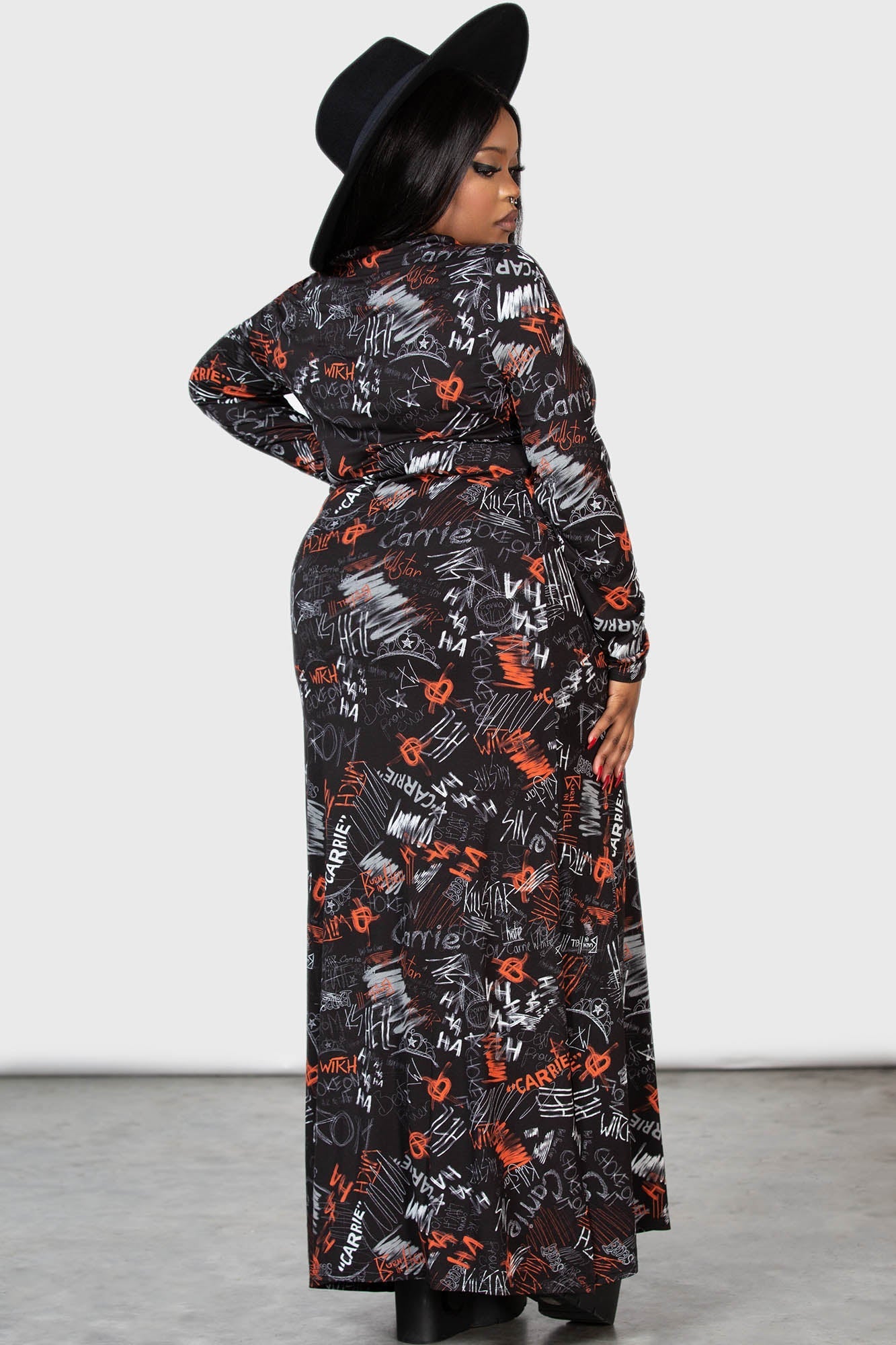 Killstar Carrie Maxi Dress - Licensed 1976 Movie Print, Long Sleeves
