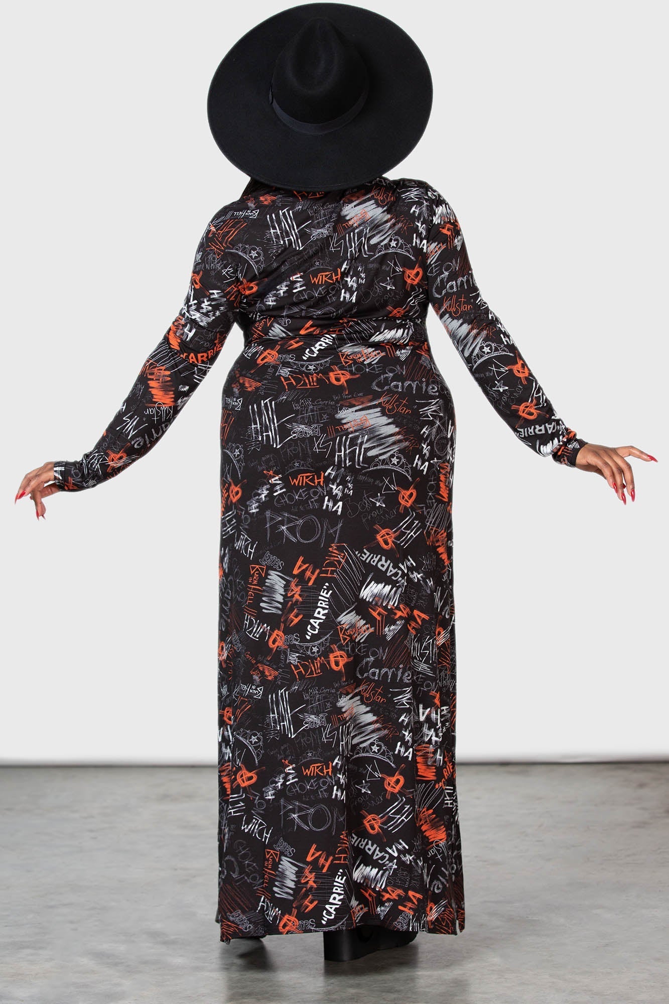 Killstar Carrie Maxi Dress - Licensed 1976 Movie Print, Long Sleeves