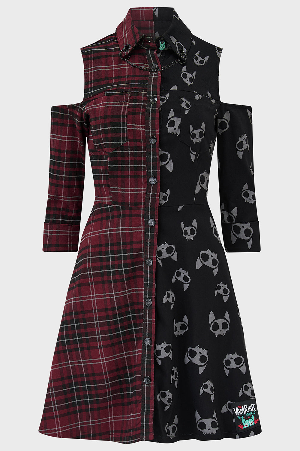 KILLSTAR Vampurr Mini Shirt Dress with Detachable Chain