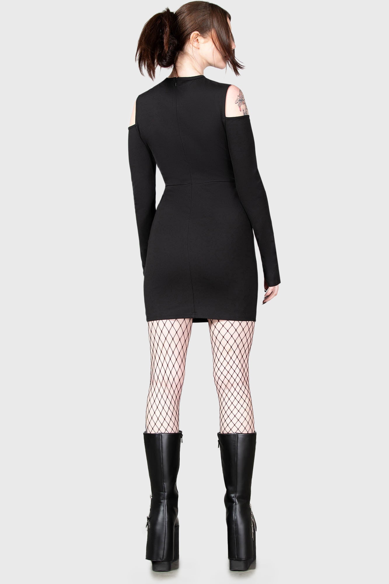 Killstar Sulphur Glow Mini Dress with Cold Shoulder & Cut Out Details