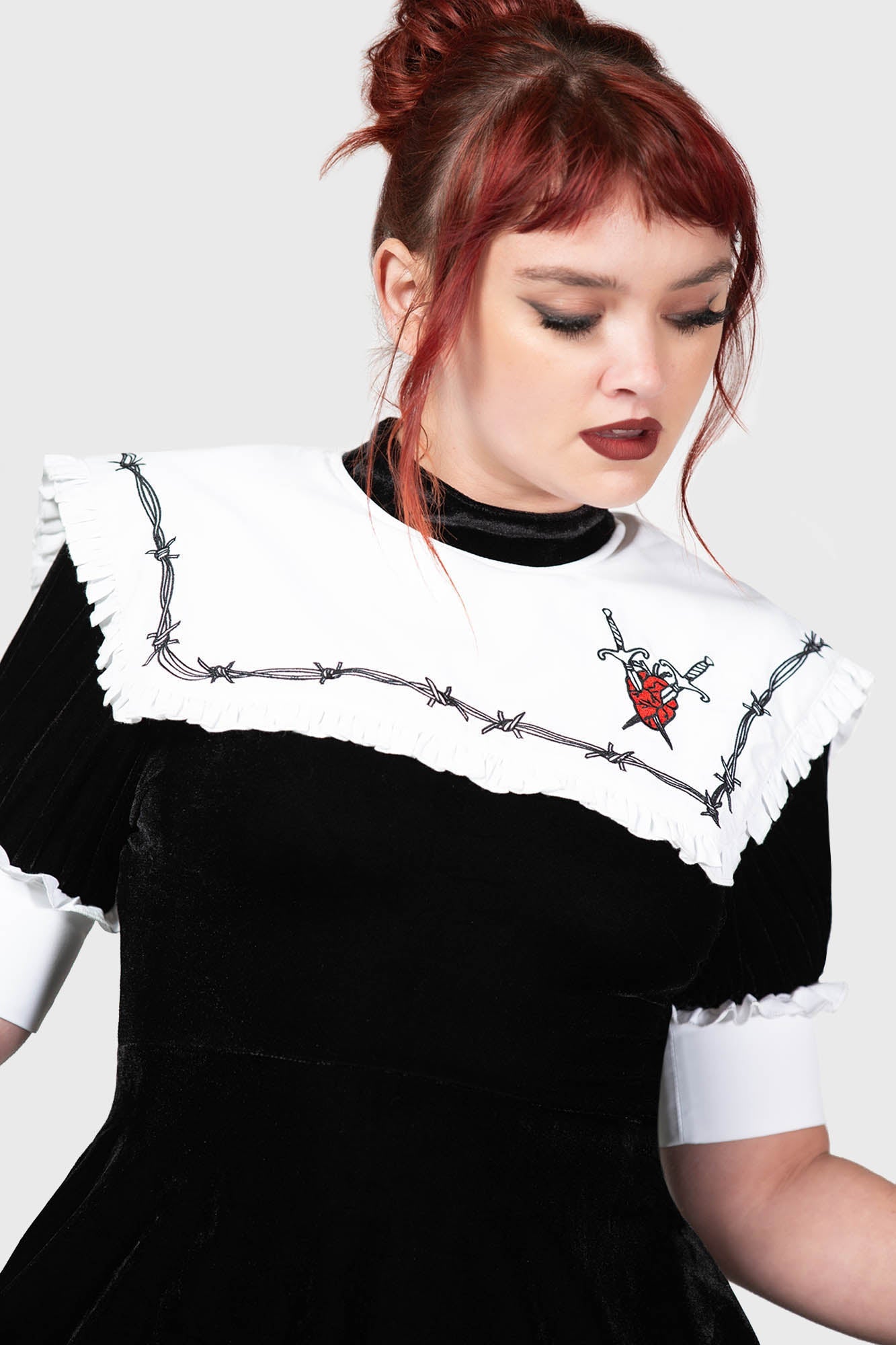 Killstar Cora Velvet Dress with Heart Graphic & Pockets