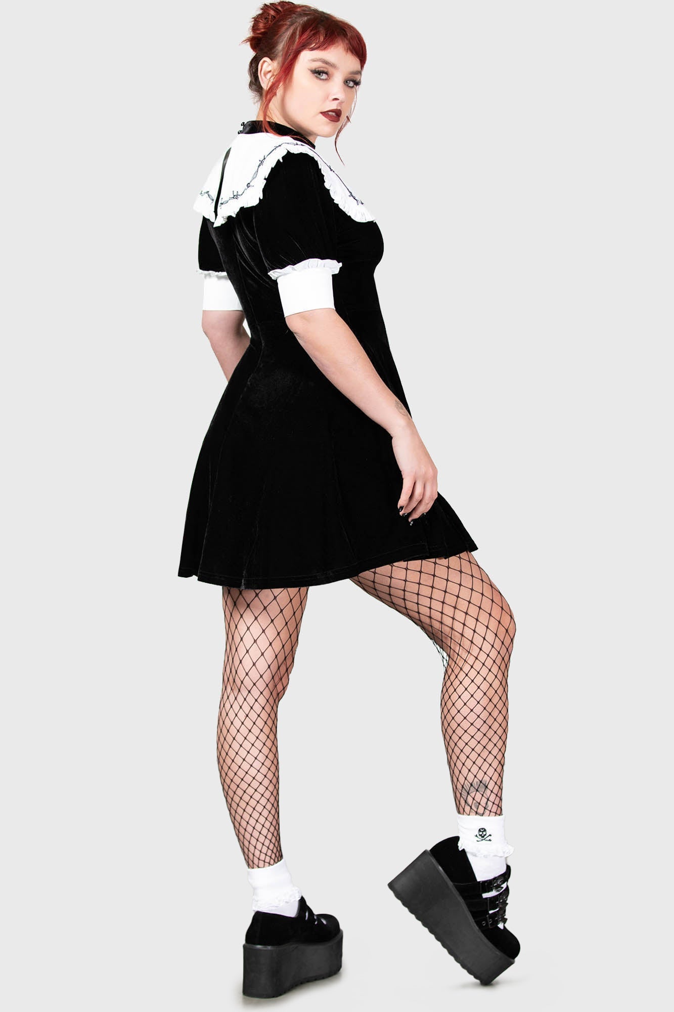 Killstar Cora Velvet Dress with Heart Graphic & Pockets
