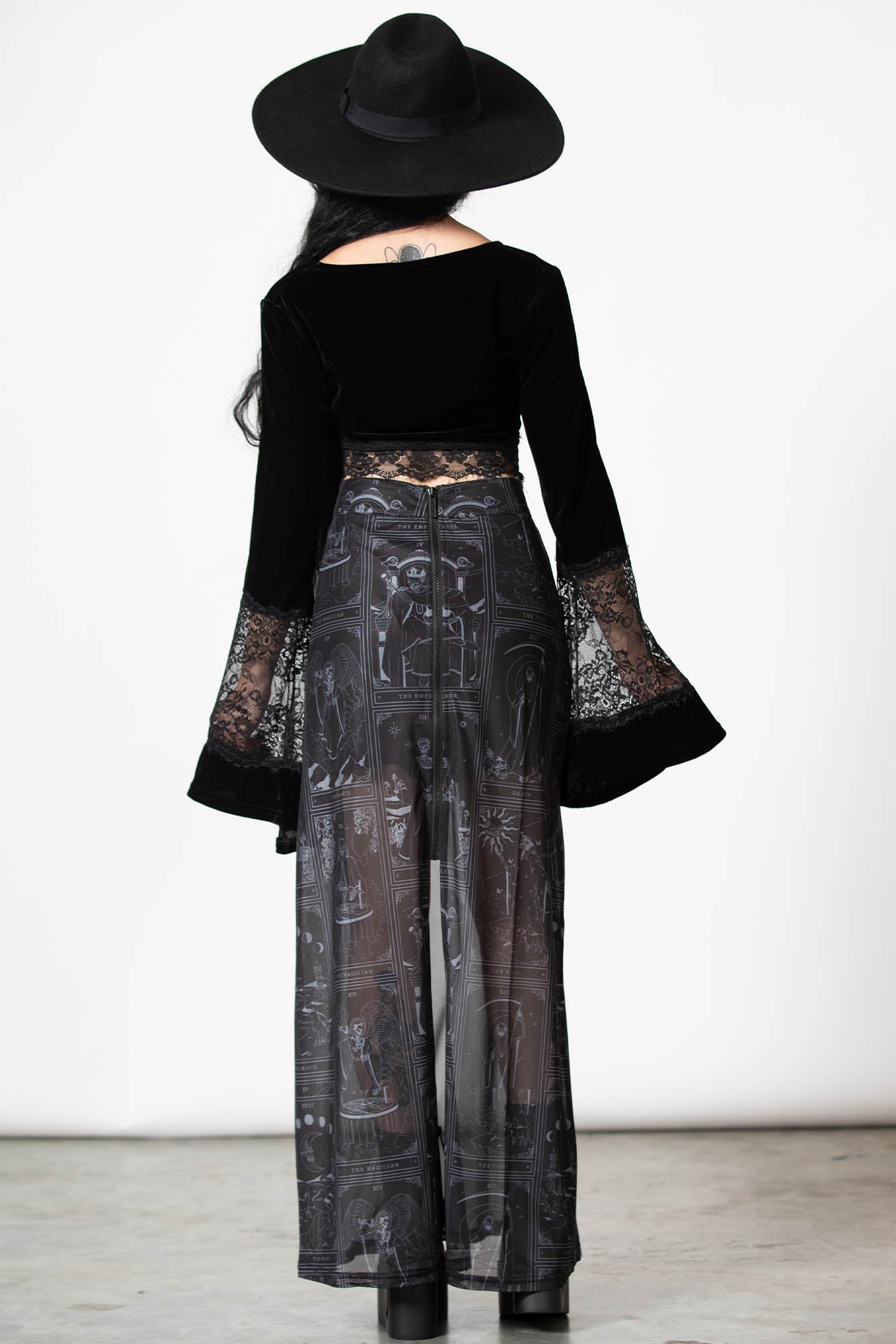 Killstar Chaslise Maxi Skirt - High Waisted Mesh with Side Slits