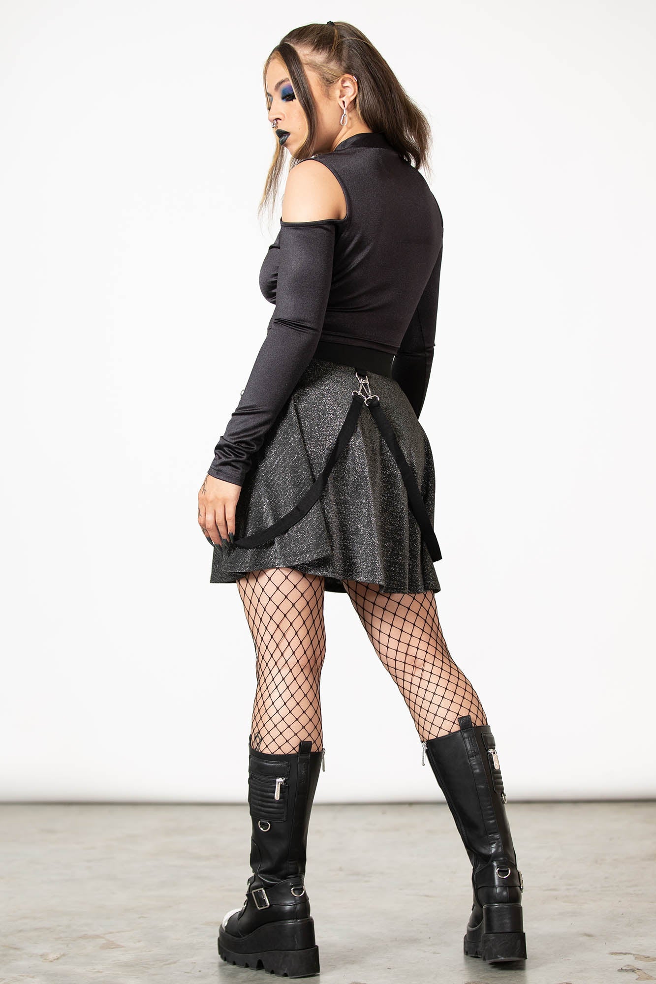 Killstar Knavery Cropped Fitted Top with Baphomet Zip Pendant