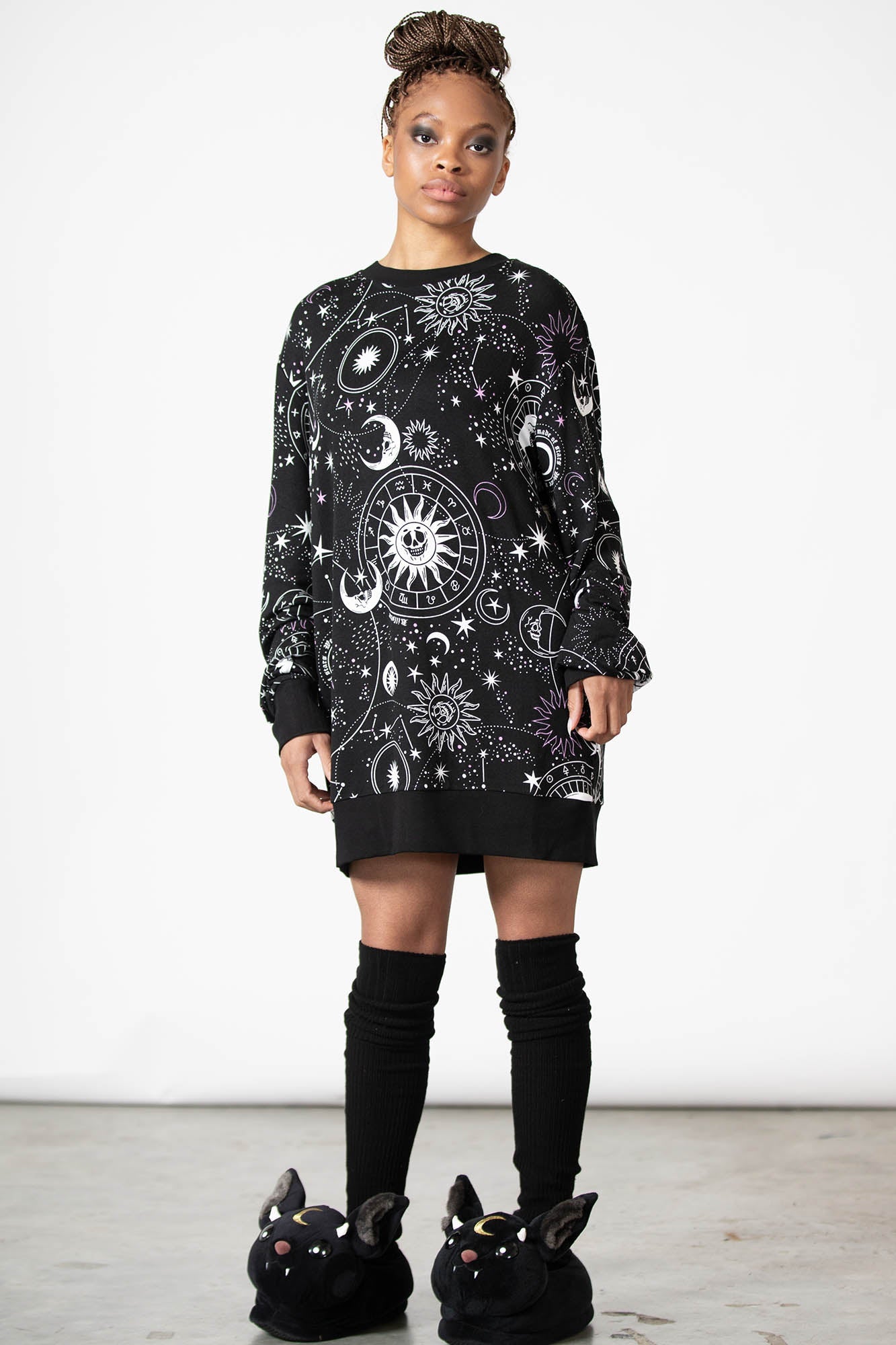 Killstar Corvus Lounge Sweatshirt - Unisex Relaxed Fit with All Over Print