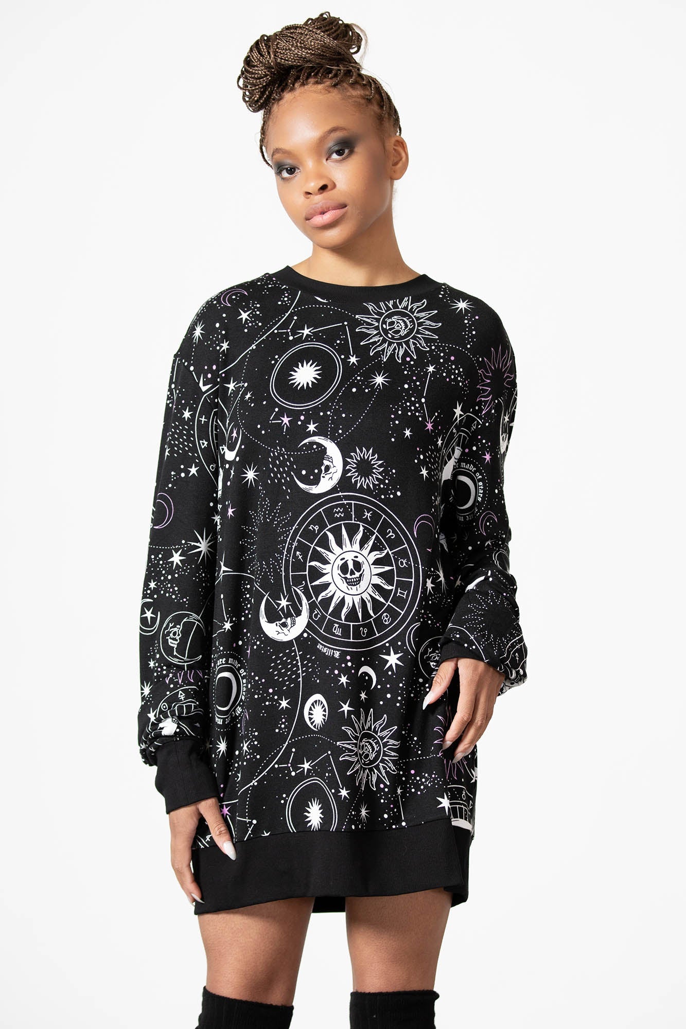 Killstar Corvus Lounge Sweatshirt - Unisex Relaxed Fit with All Over Print