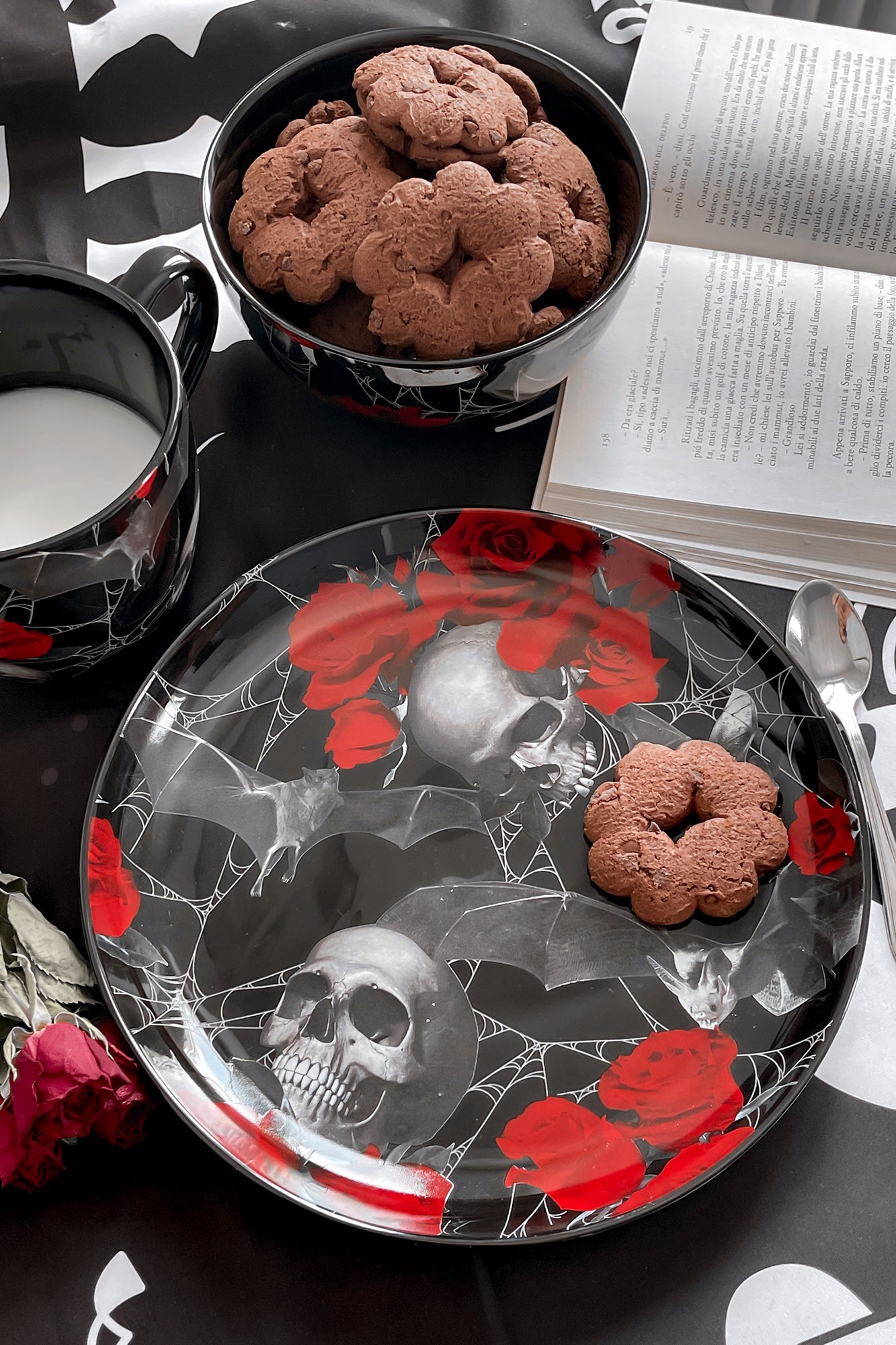 Gothic Haunted Garden Dinner Plate by Killstar – Black Ceramic