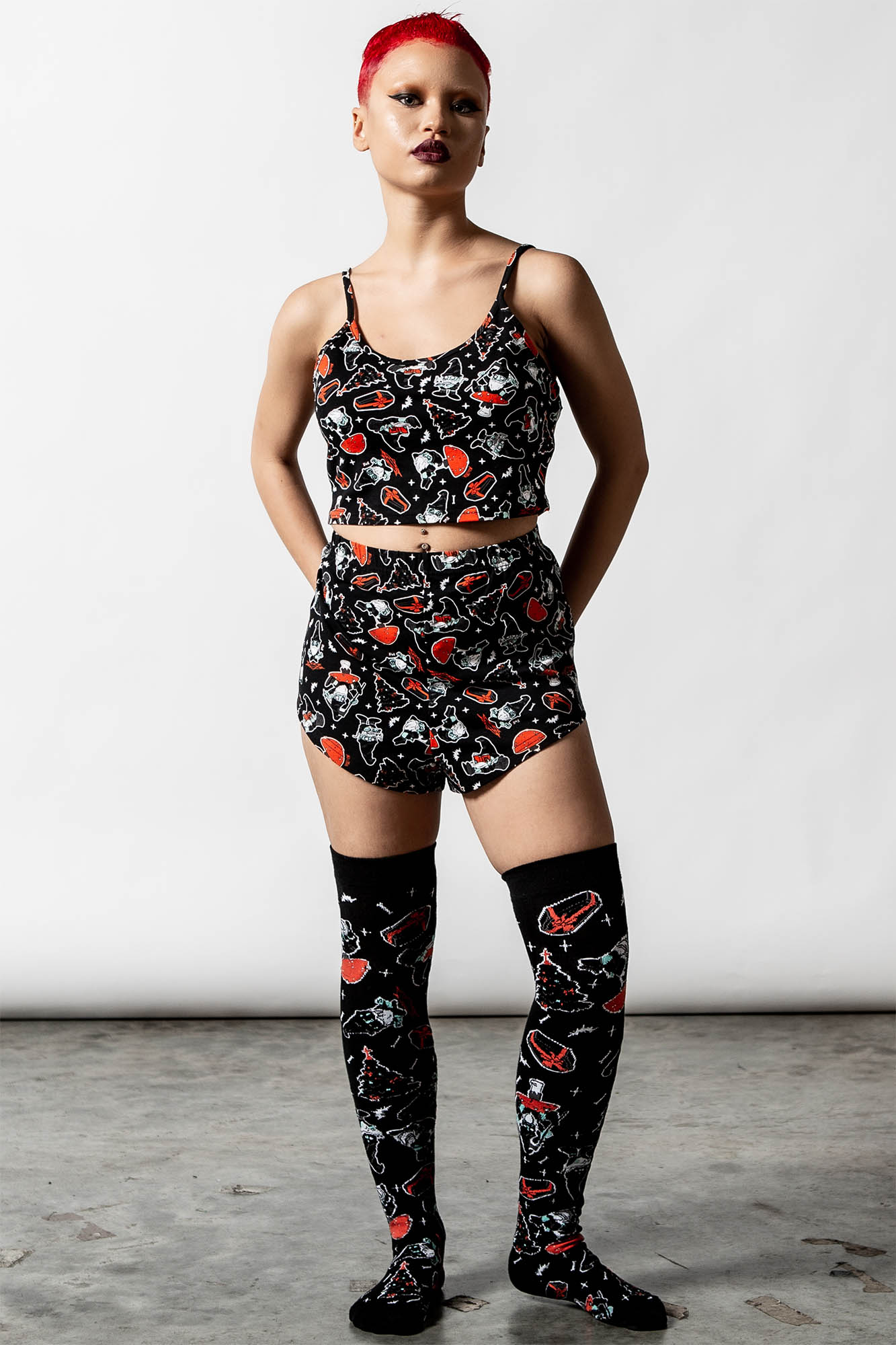 Killstar Gnomies Cropped Cami Top - Soft Stretch Gothic Loungewear