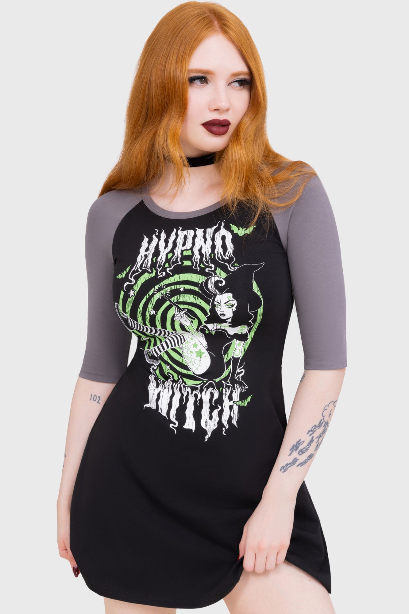 Killstar Hypno Witch Skater Dress - Stretchy Cotton, Statement Print