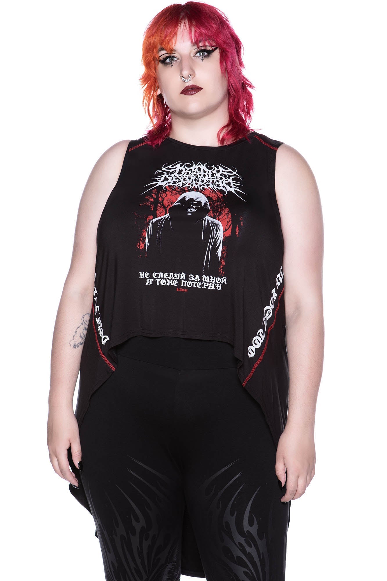 KILLSTAR Departed Maxi Vest - Sleeveless Jersey with Statement Print