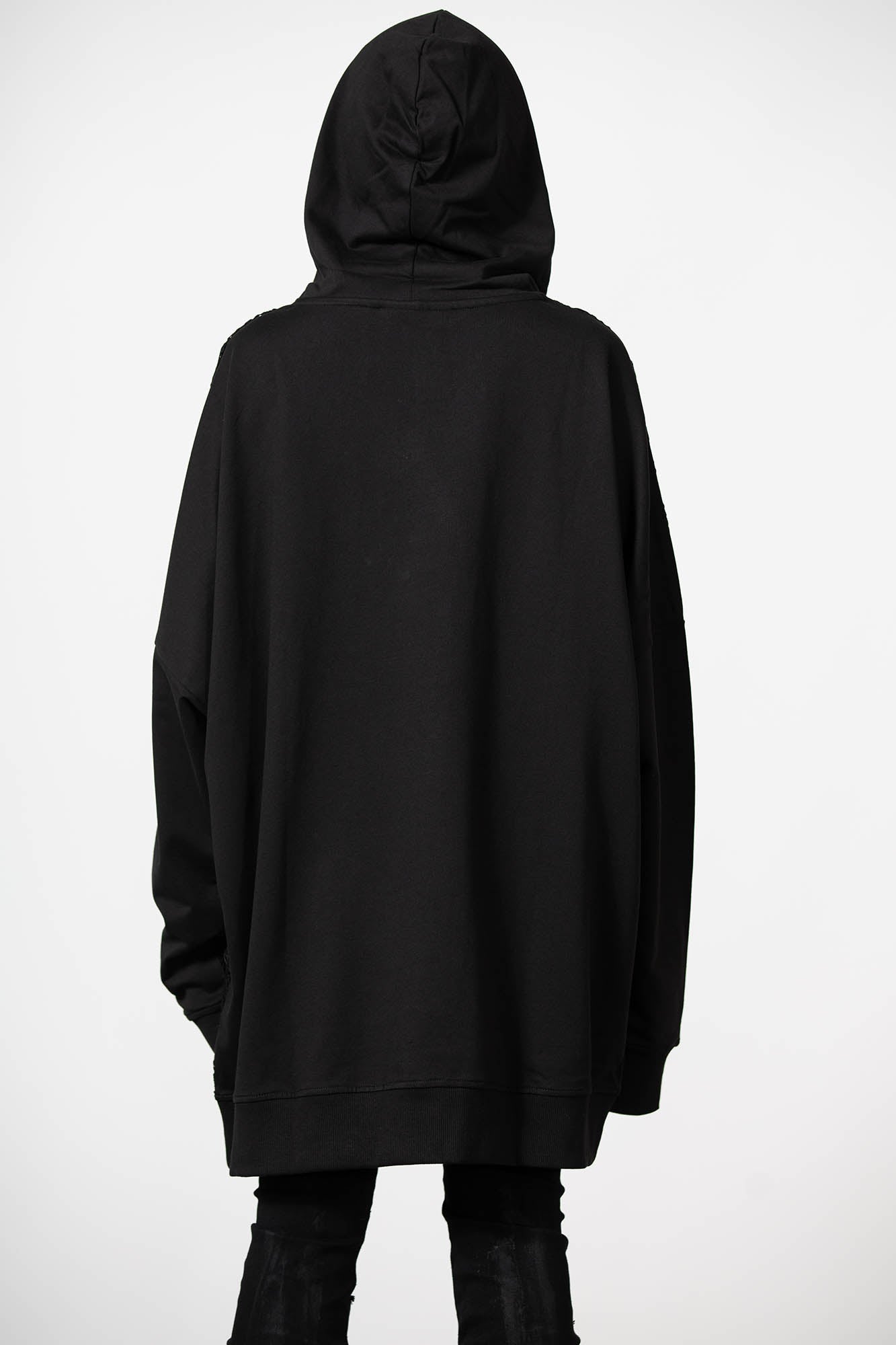 Killstar Fishnet Hoodie - Unisex Cotton Drawstring Hooded Sweatshirt