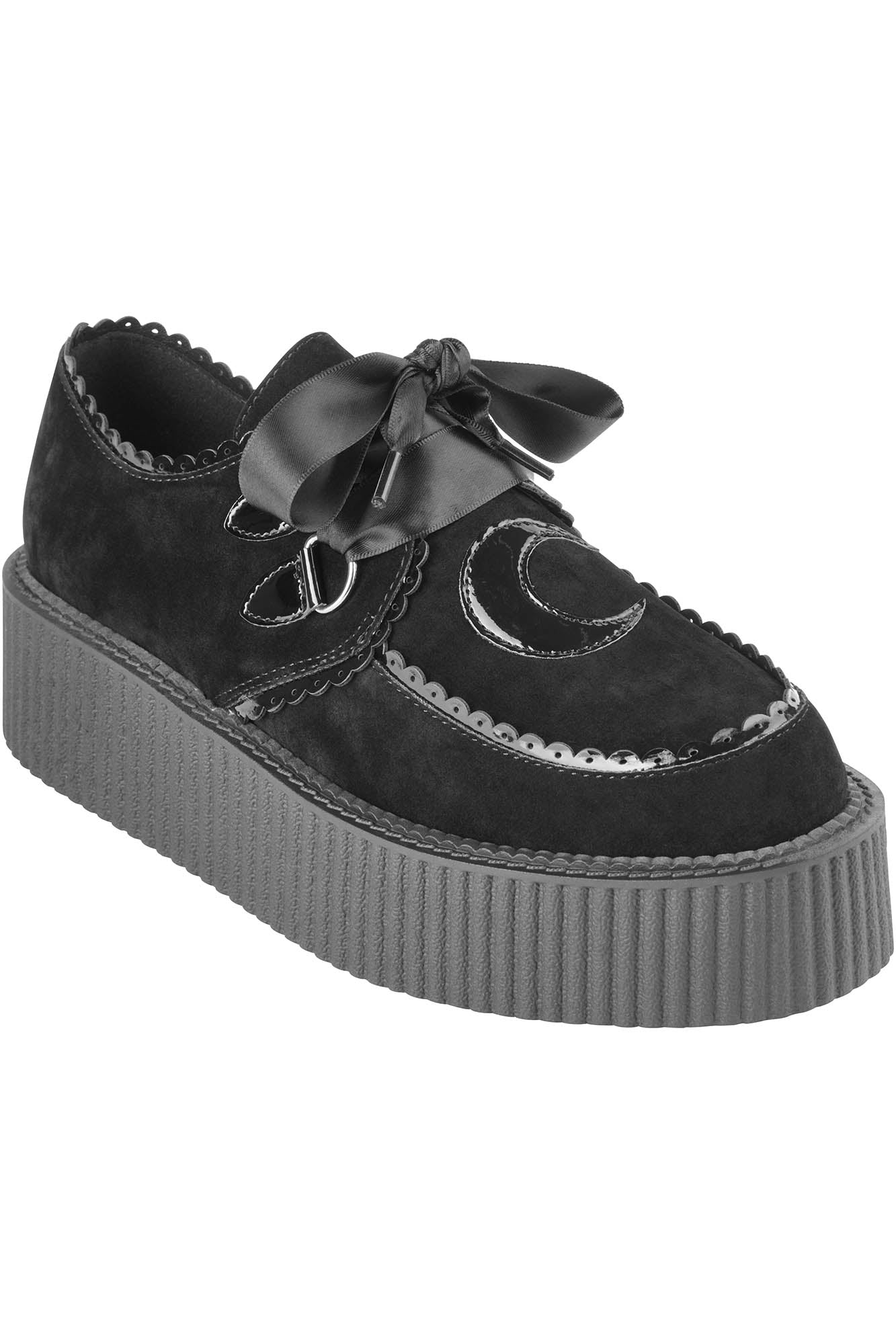Killstar Moontale Velvet Platform Creepers with Ribbon Laces