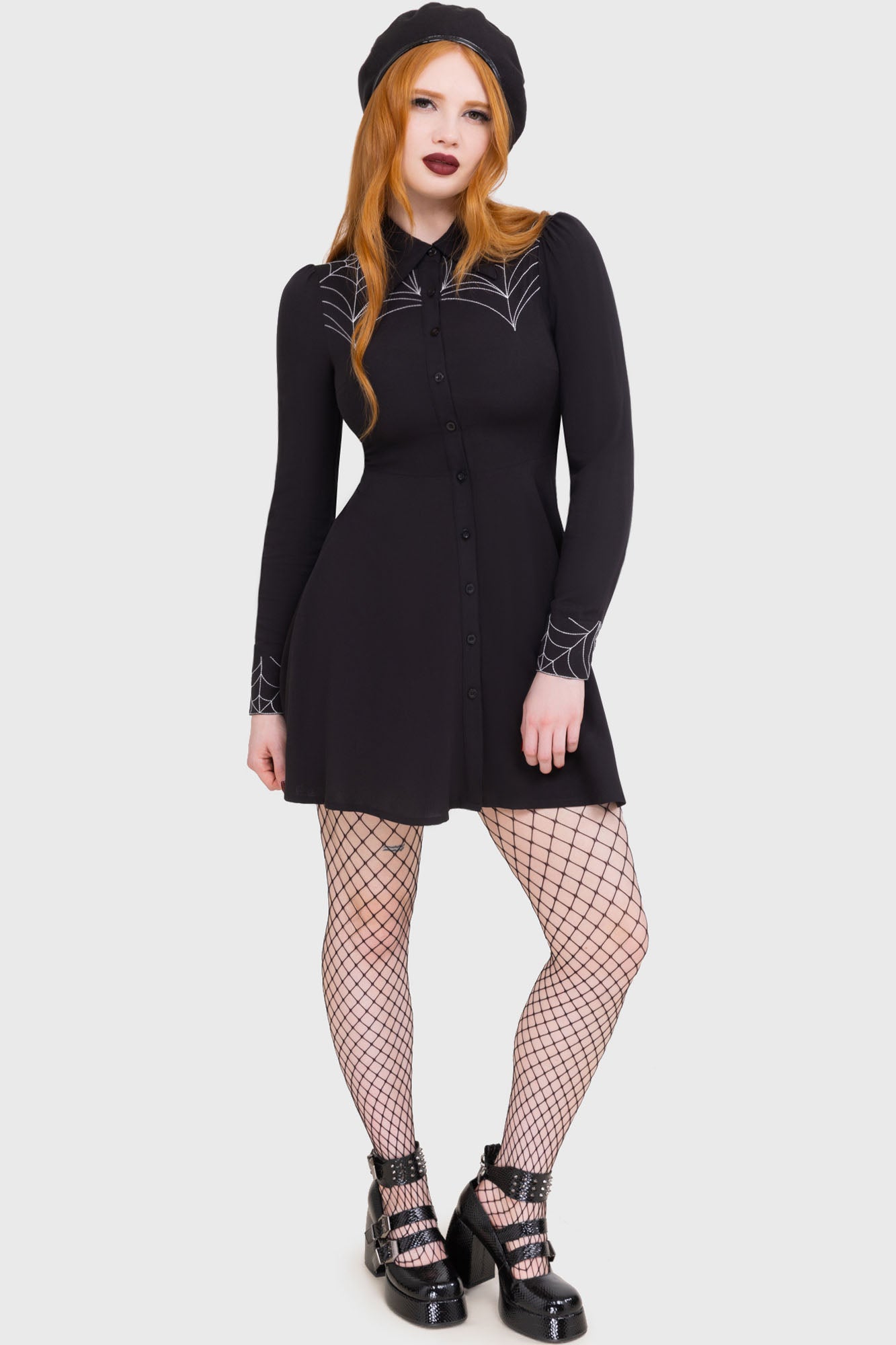 Killstar Spider Swinger Mini Dress with Embroidery Detail