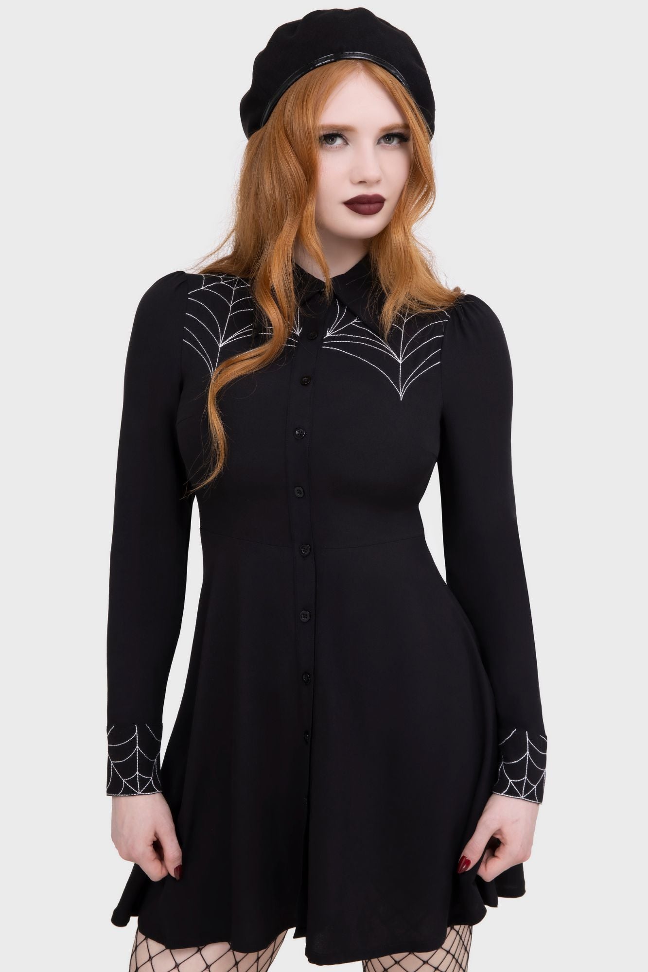 Killstar Spider Swinger Mini Dress with Embroidery Detail