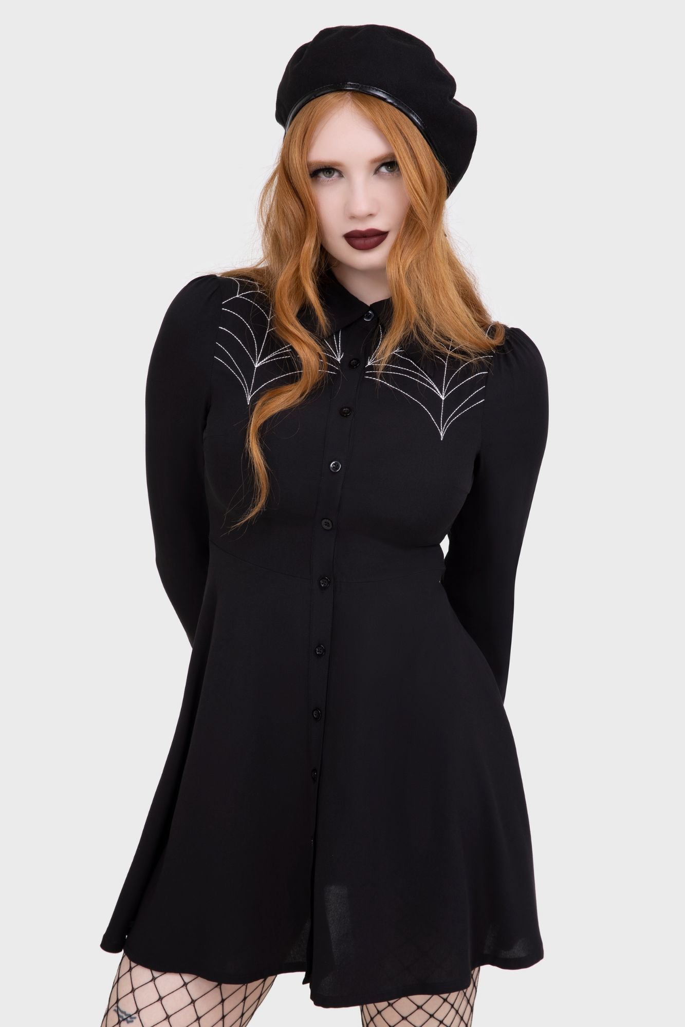 Killstar Spider Swinger Mini Dress with Embroidery Detail