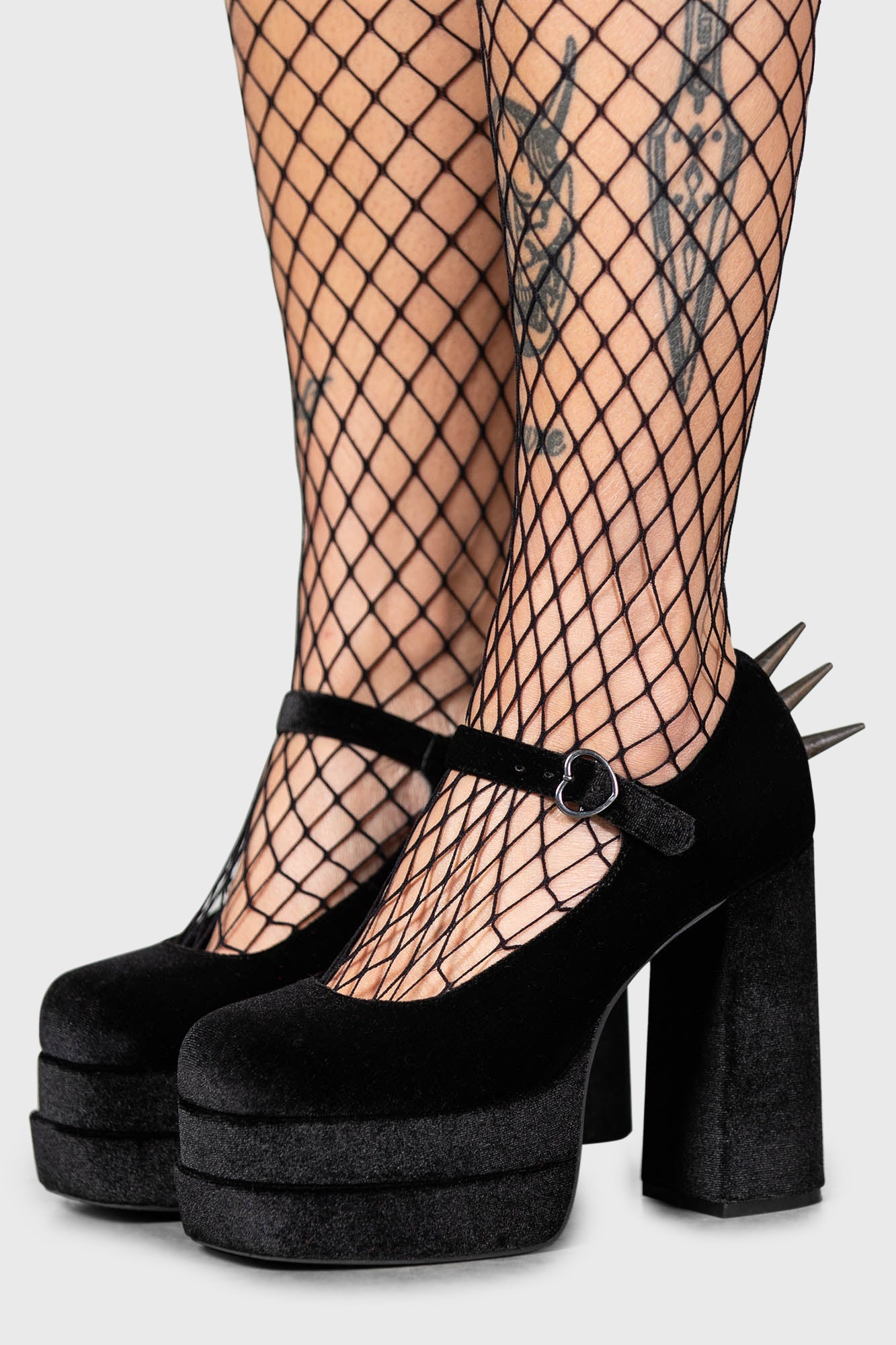 KILLSTAR Basilisks Velvet Platform Pumps with Spikes