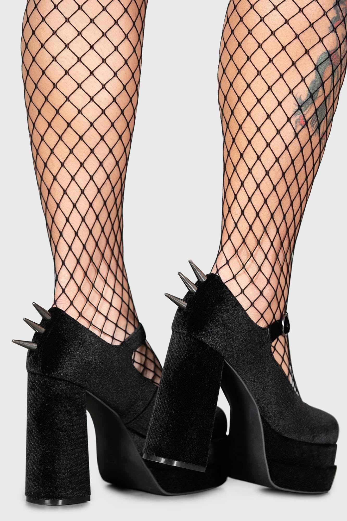 KILLSTAR Basilisks Velvet Platform Pumps with Spikes