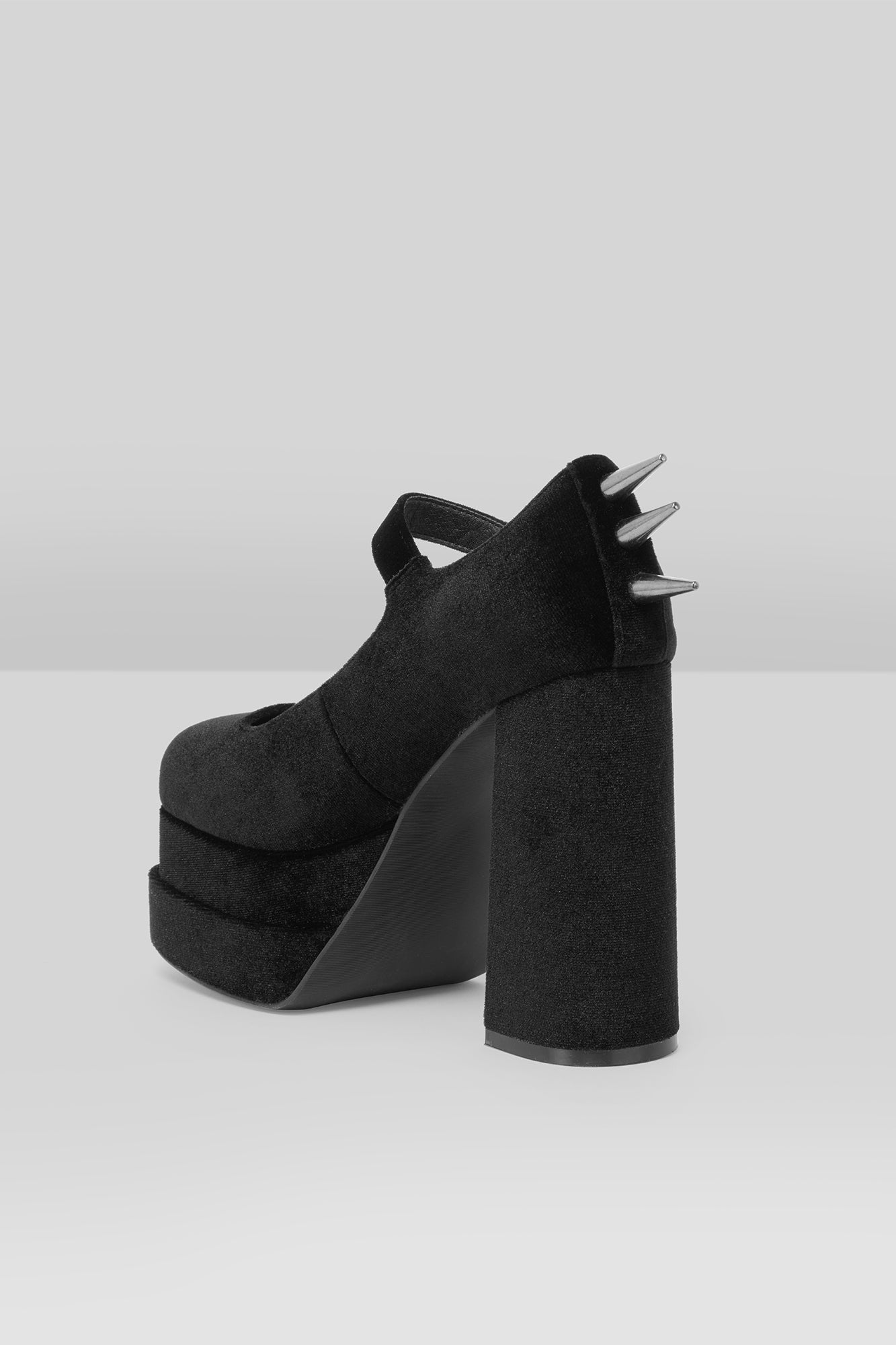 KILLSTAR Basilisks Velvet Platform Pumps with Spikes