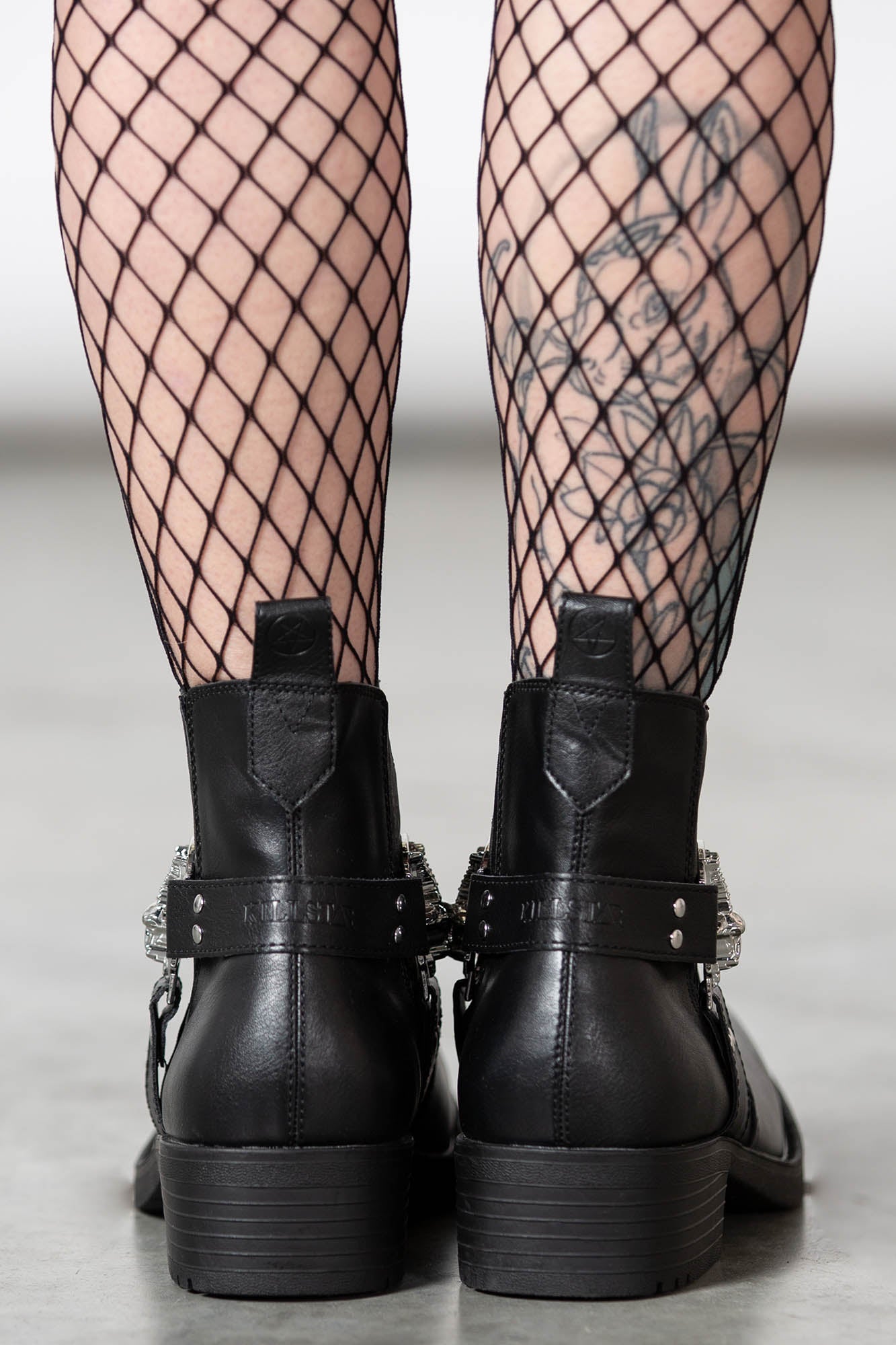 Killstar Templar Boots - Gothic Faux Leather with Metal Pentagrams