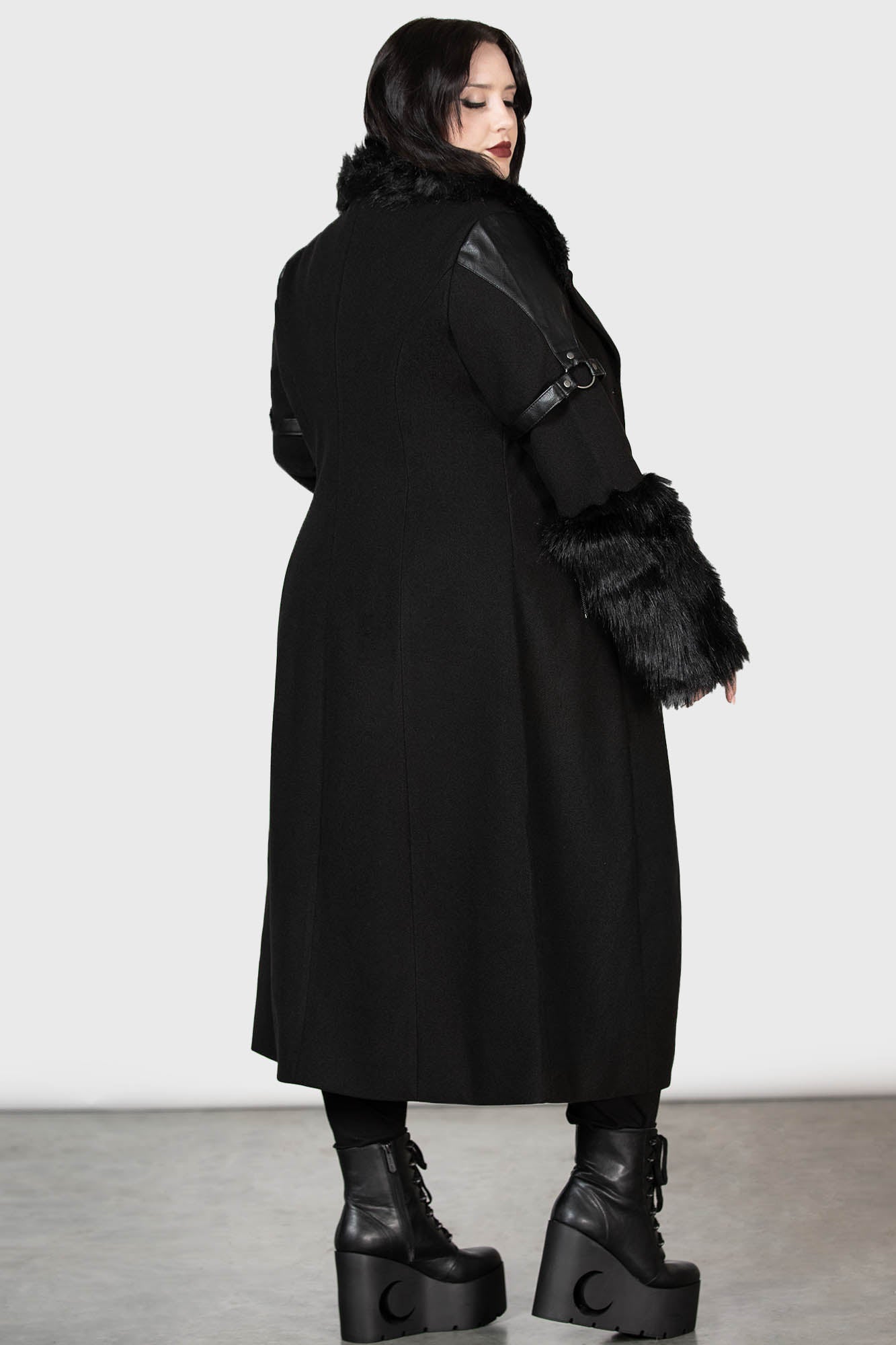Killstar Madame Mayhem Faux Fur & Leather Gothic Coat