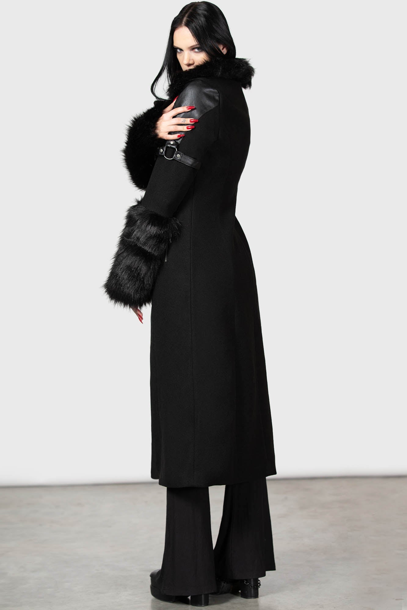 Killstar Madame Mayhem Faux Fur & Leather Gothic Coat