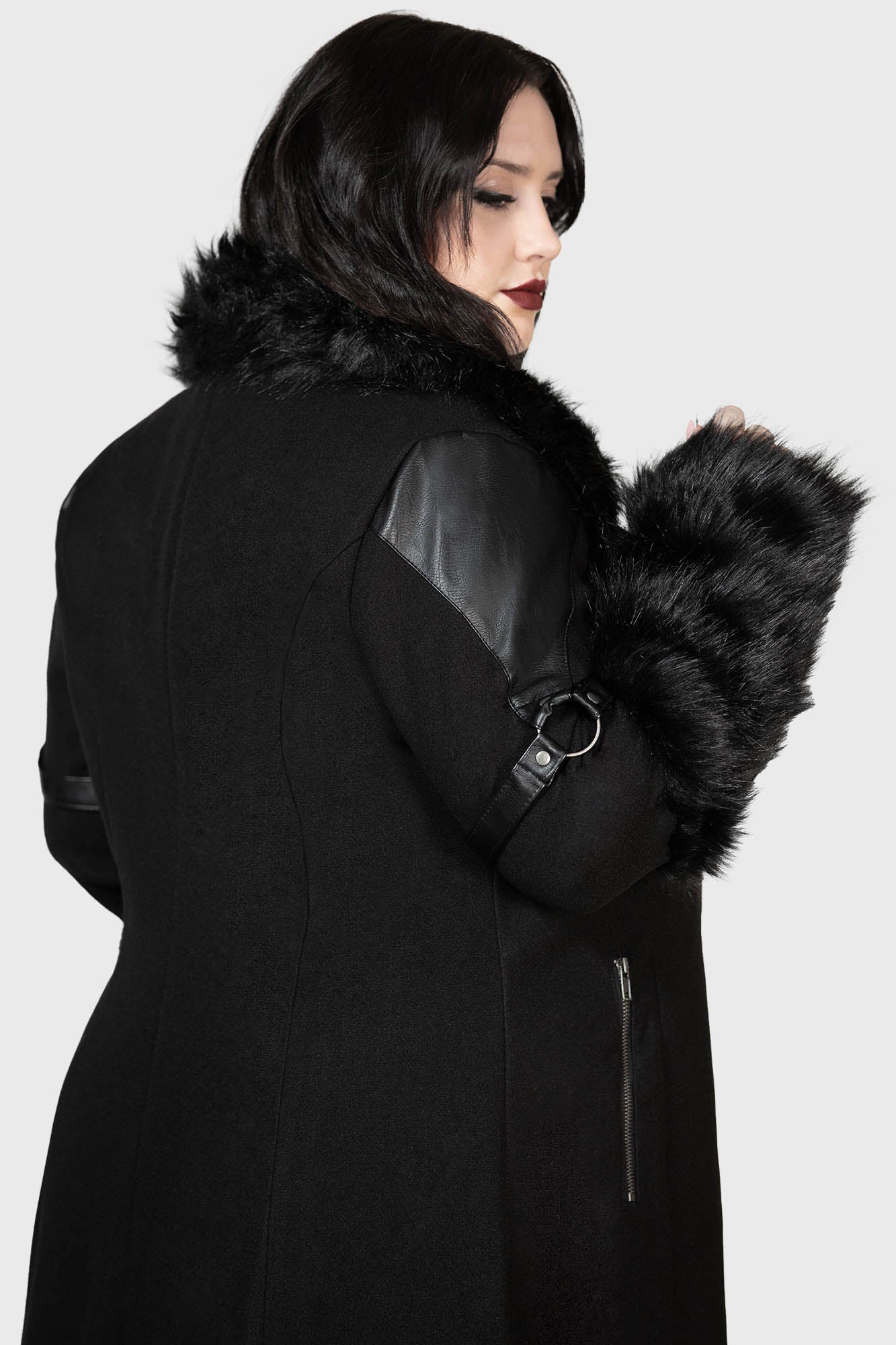 Killstar Madame Mayhem Faux Fur & Leather Gothic Coat