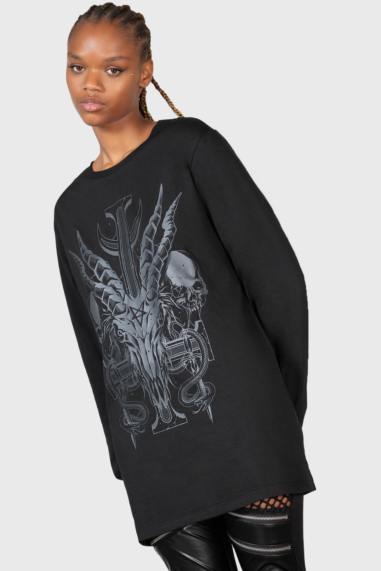 Killstar Infernal Ashes Graphic Cotton Long Sleeve Top