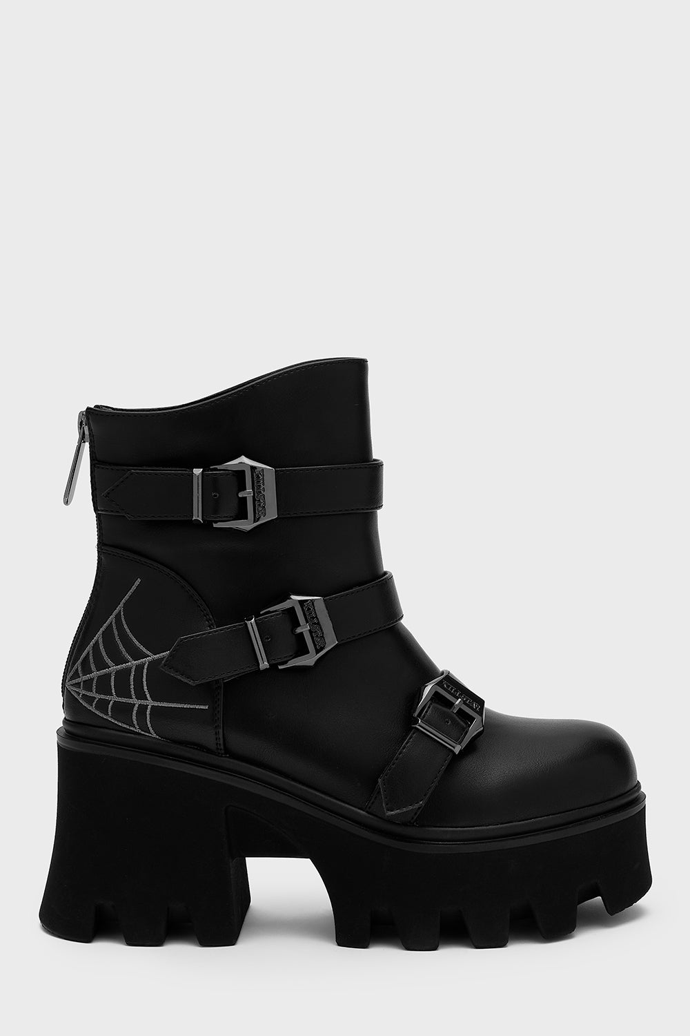 Killstar Crypt Creeps Chunky Platform Boots with Spider Web Embroidery