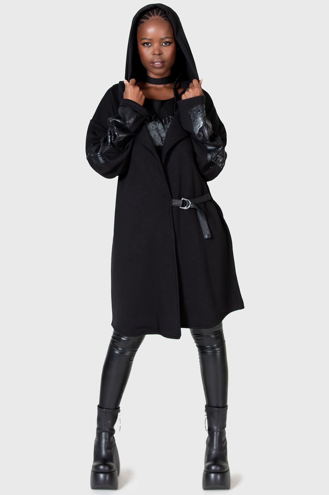 Killstar Lights Out Hooded Jacket - Oversized Graphic Hoodie