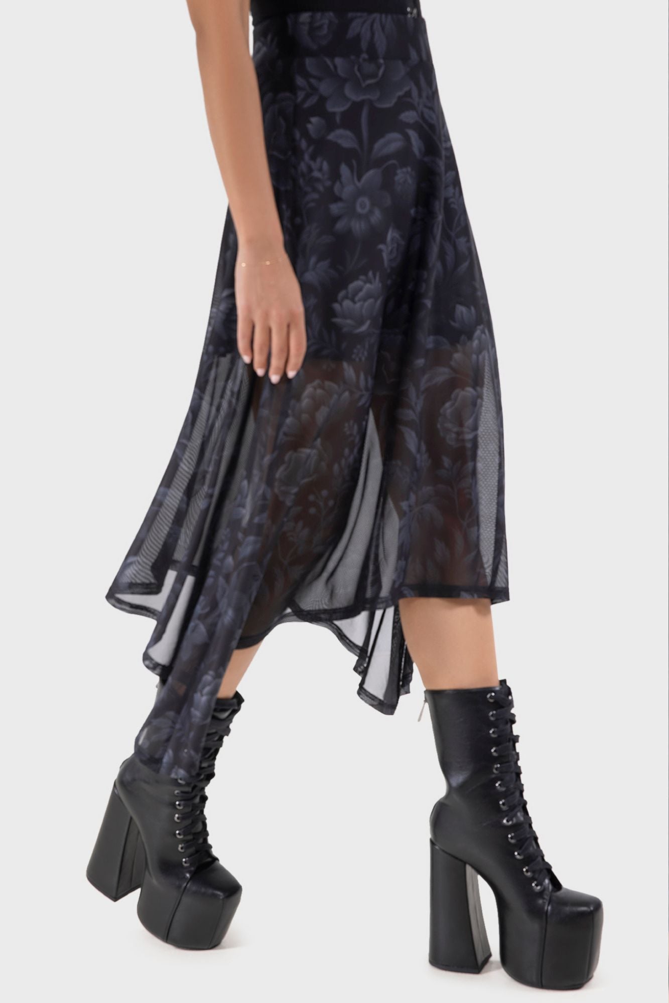 Killstar Thursday Tale Floral Maxi Skirt with Elastic Waist