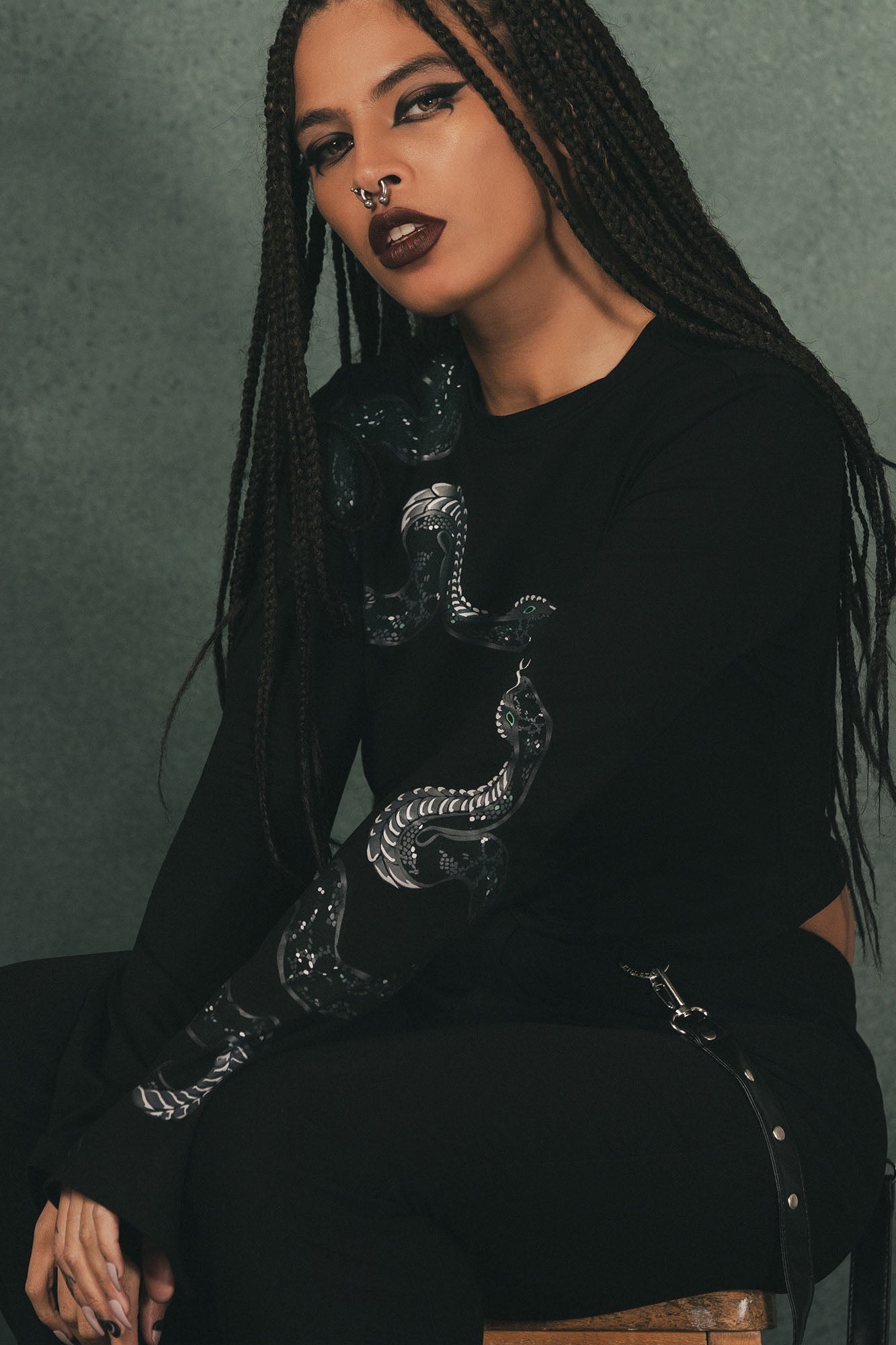 Killstar Cornelia Snake Graphic Cropped Cotton Top