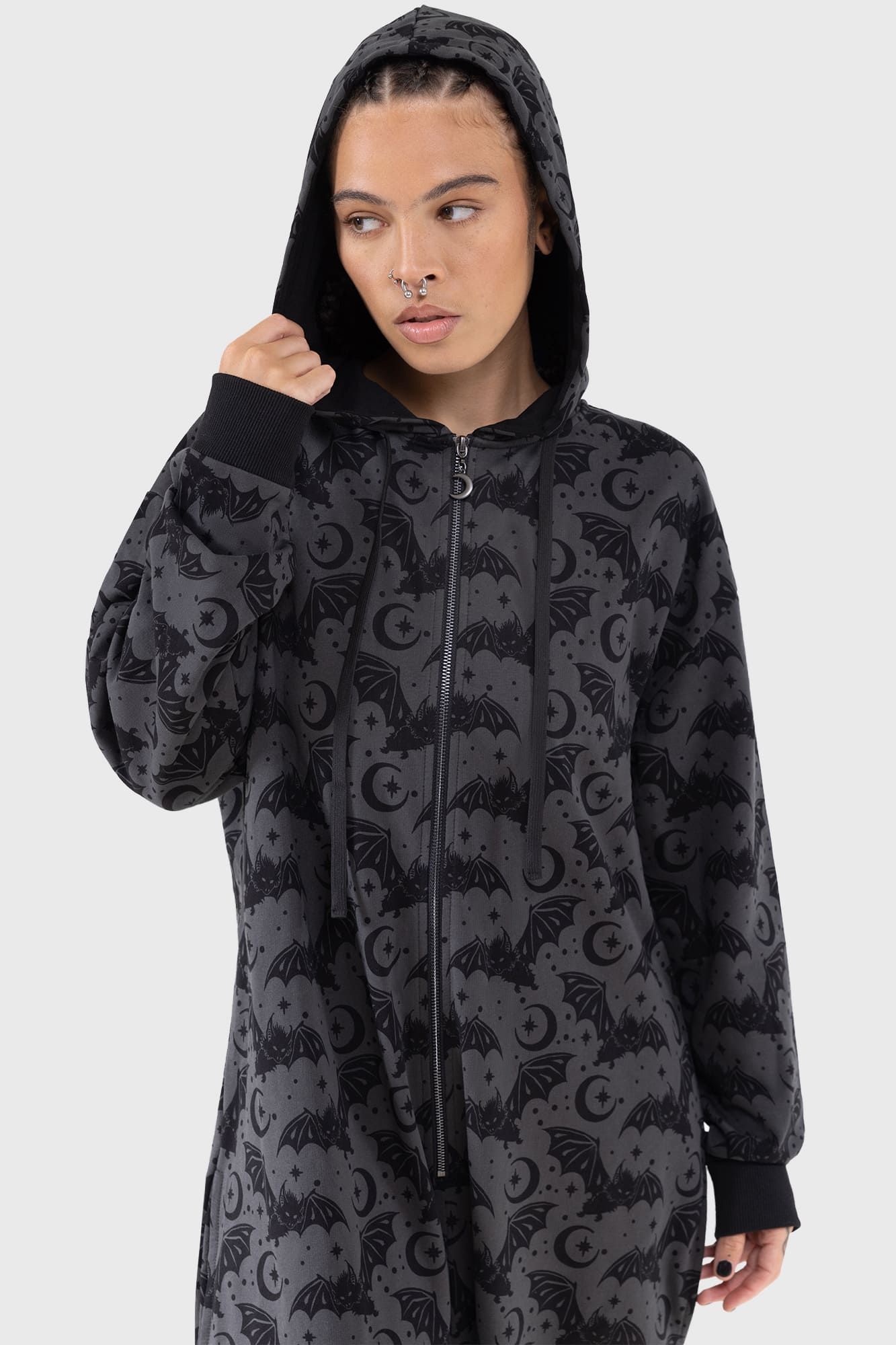 Killstar Cosmic Bat Hooded Onesie - Soft Cotton Pajamas